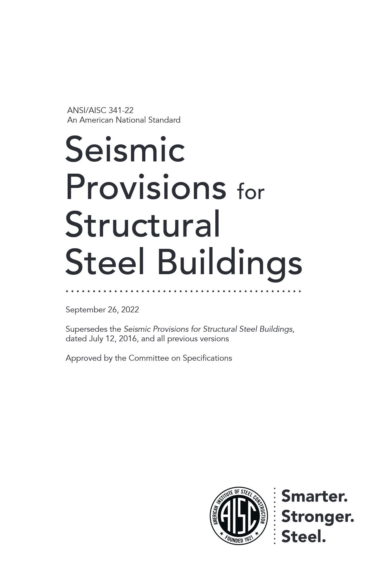 Cover preview — AISC A341-22W Seismic Provisions for Structural Steel Buildings — Page 3