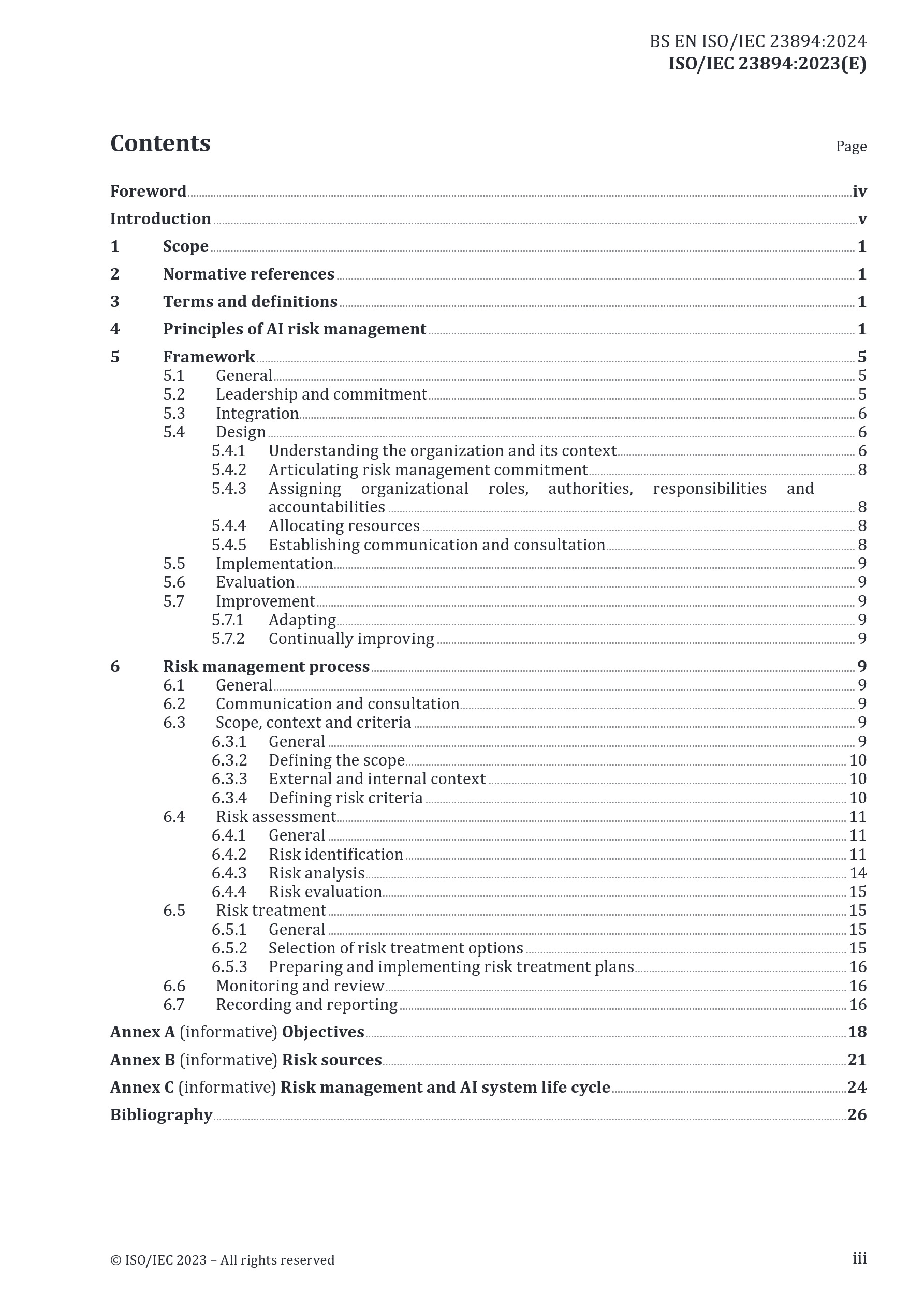 Cover preview — BS EN ISO/IEC 23894:2024 Information Technology — Artificial Intelligence — Guidance on Risk Management — Page 5