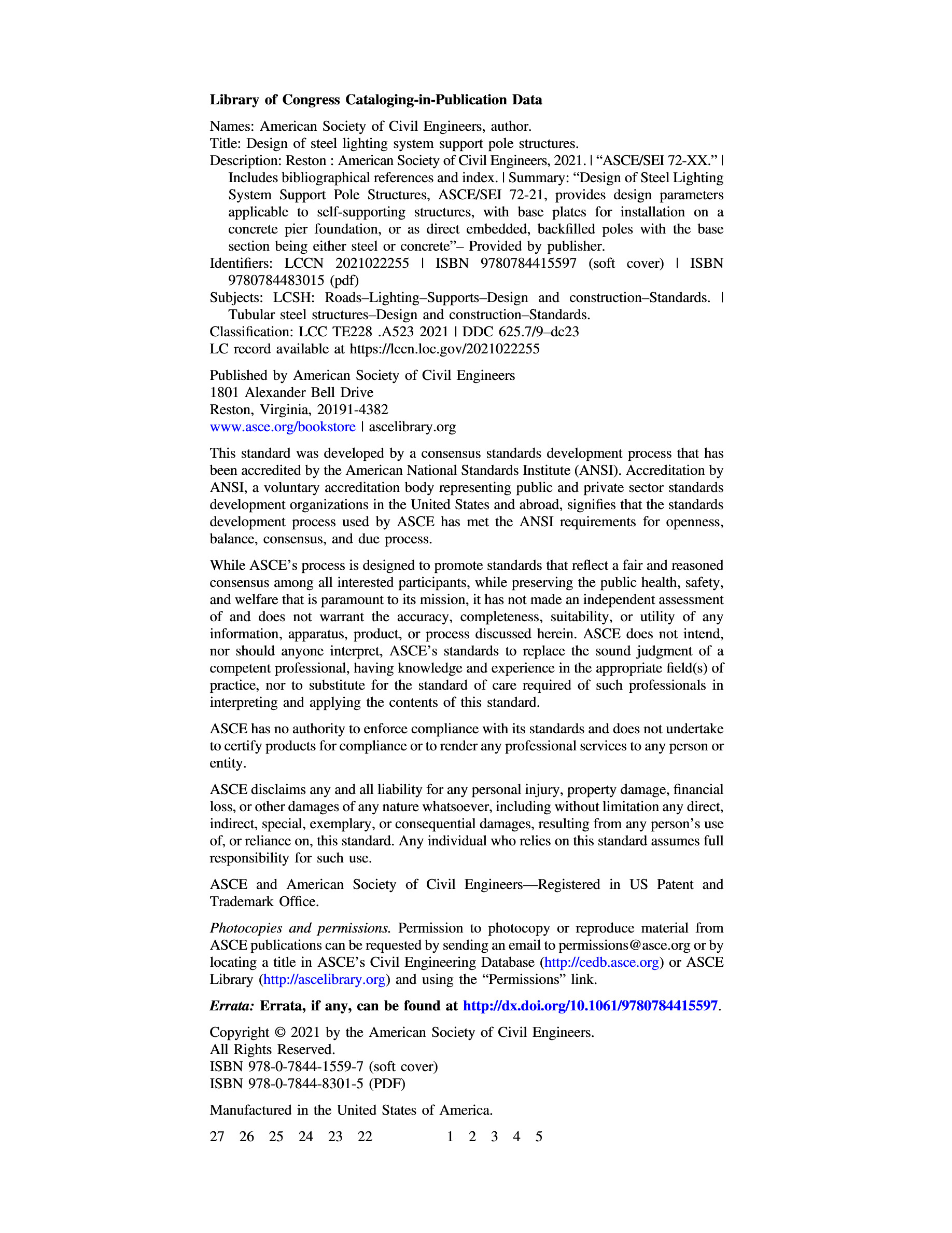 Cover preview — ASCE 72-21 Design of Steel Lighting System Support Pole Structures — Page 3