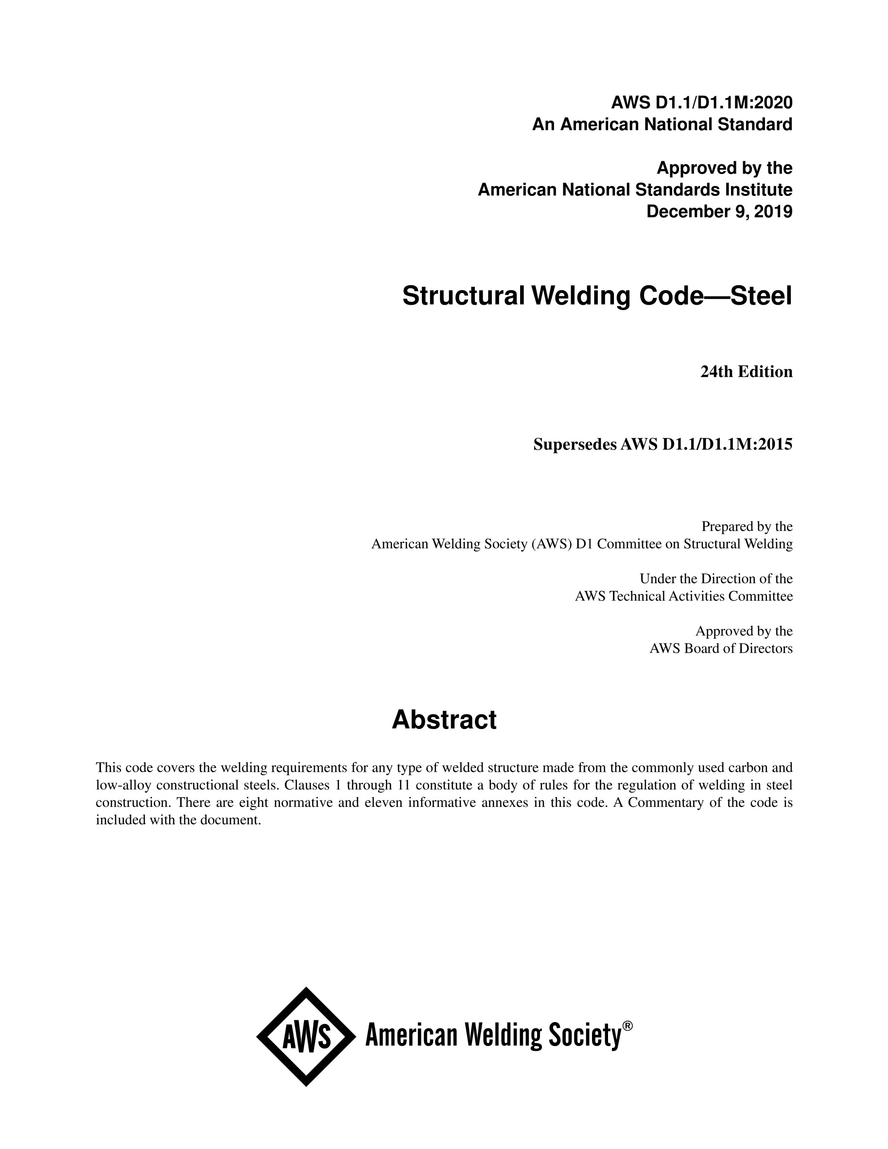 Cover preview — AWS D1.1/D1.1M 2020 Structural Welding Code—Steel — Page 2