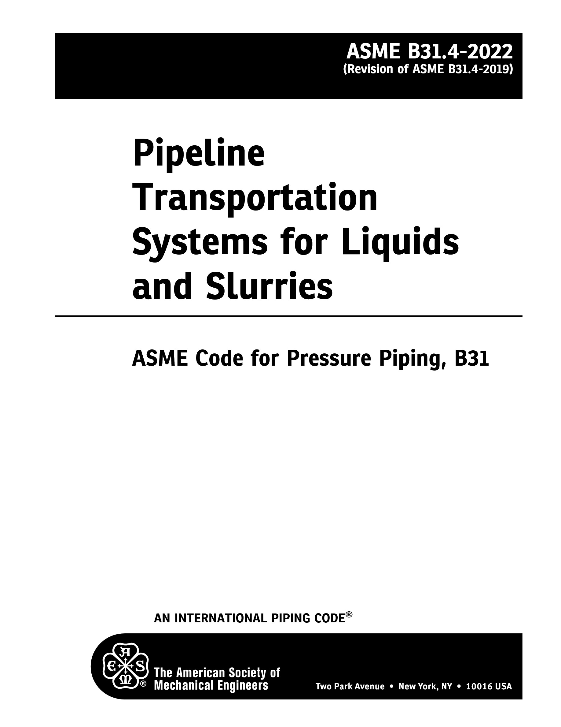 Cover preview — ASME B31.4-2022 Pipeline Transportation Systems for Liquids and Slurries — Page 2
