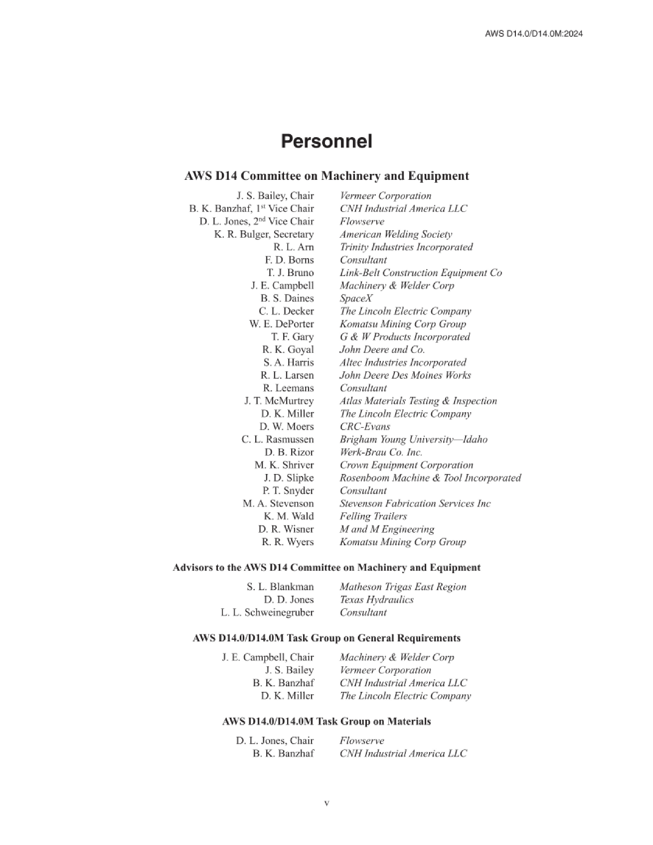 Cover preview — AWS D14.0/D14.0M:2024 Machinery and Equipment Welding Specification, 1st Edition — Page 6