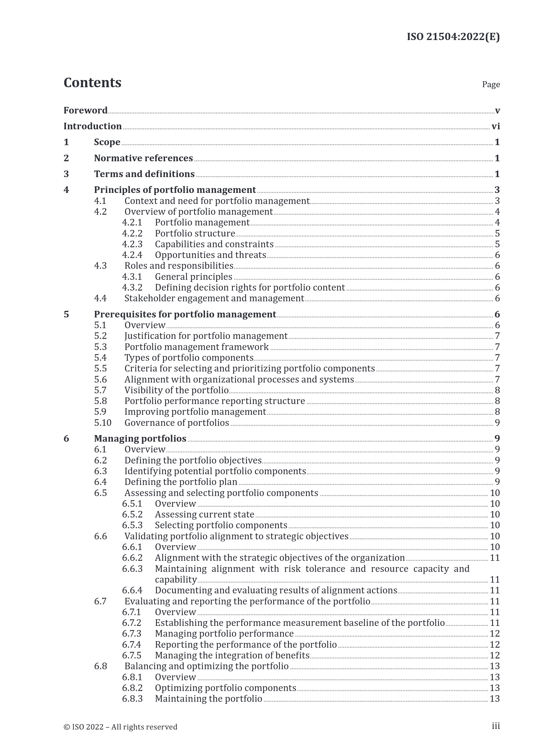 Cover preview — ISO 21504:2022 Project, programme and portfolio management — Guidance on portfolio management — Page 3
