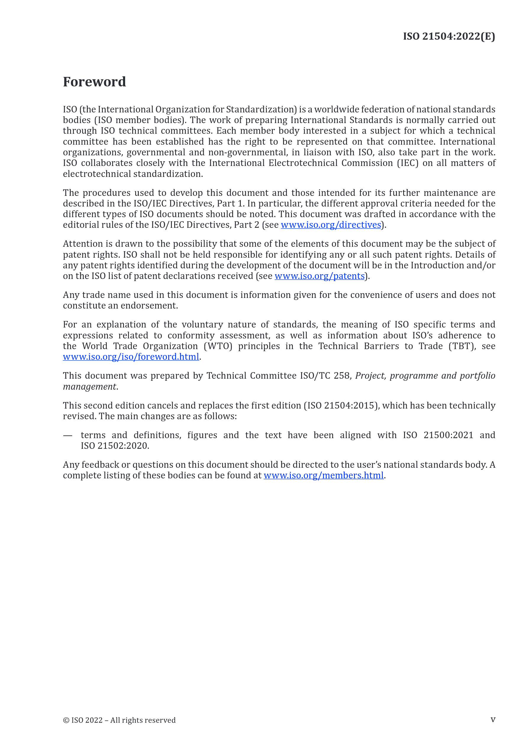 Cover preview — ISO 21504:2022 Project, programme and portfolio management — Guidance on portfolio management — Page 5