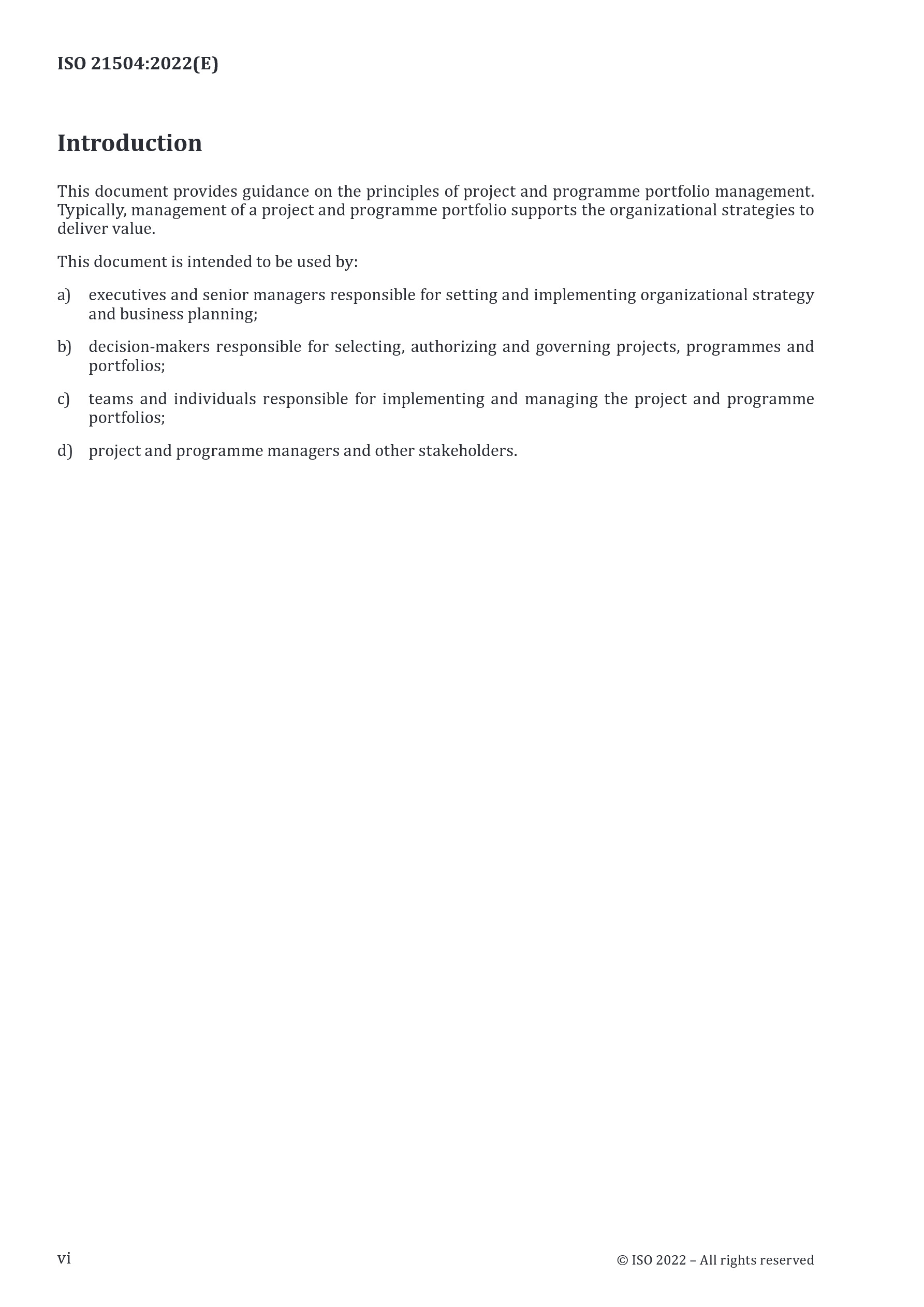 Cover preview — ISO 21504:2022 Project, programme and portfolio management — Guidance on portfolio management — Page 6