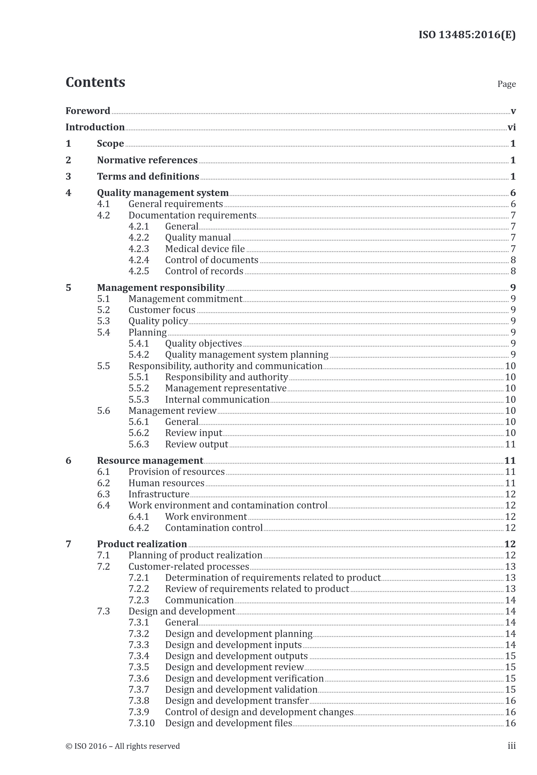 Cover preview — ISO 13485:2016 Medical devices — Quality management systems — Requirements for regulatory purposes — Page 3