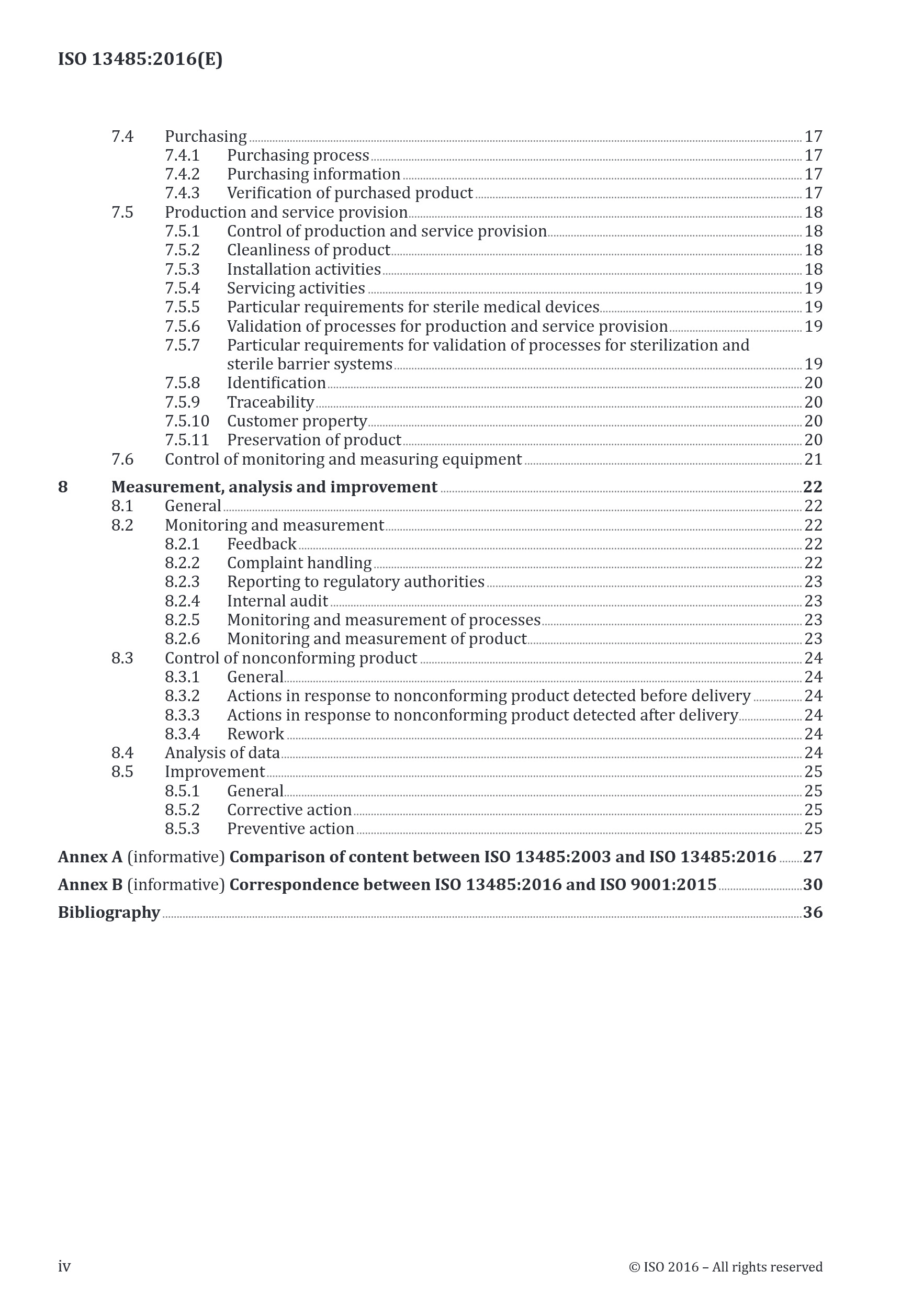 Cover preview — ISO 13485:2016 Medical devices — Quality management systems — Requirements for regulatory purposes — Page 4