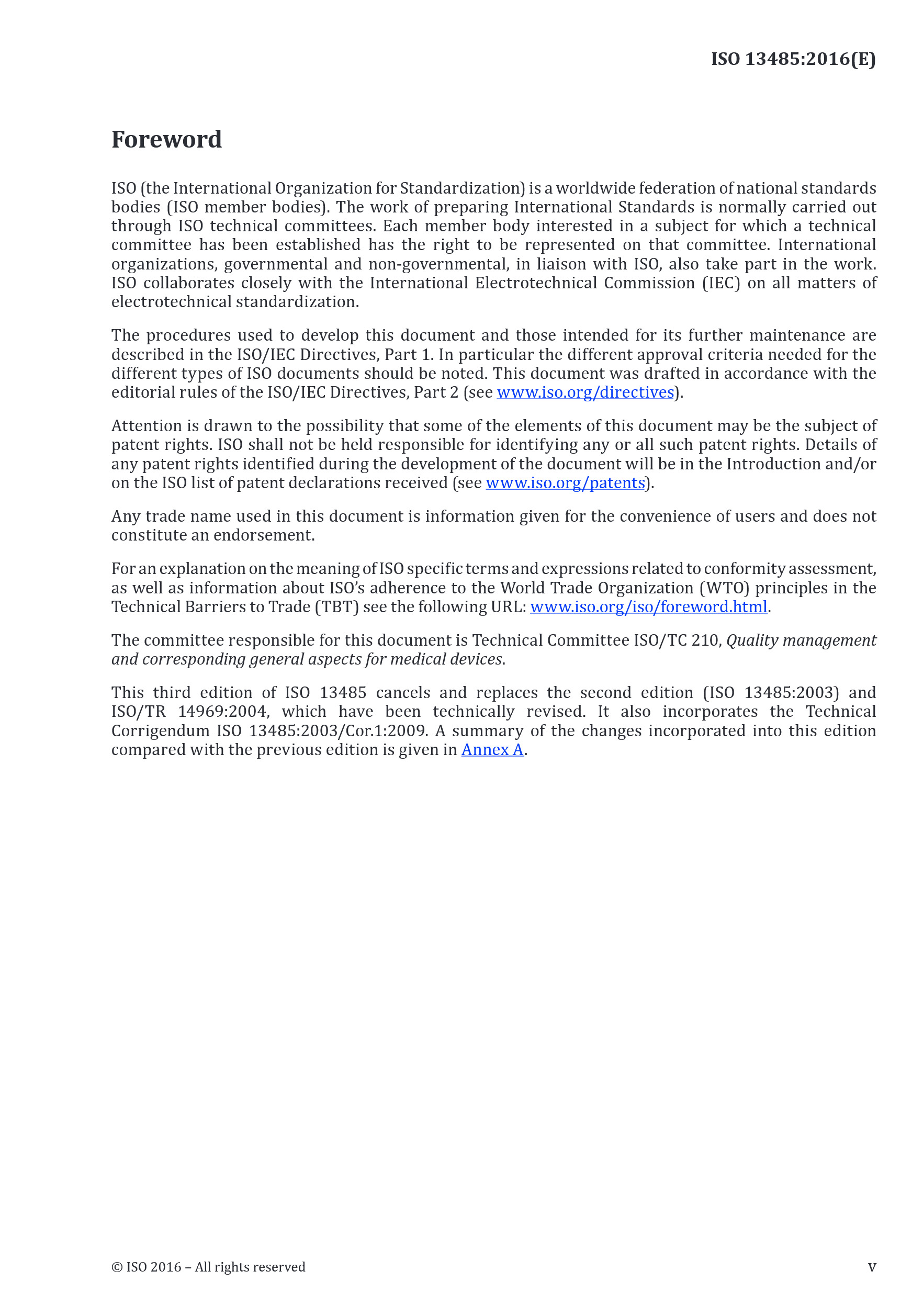 Cover preview — ISO 13485:2016 Medical devices — Quality management systems — Requirements for regulatory purposes — Page 5