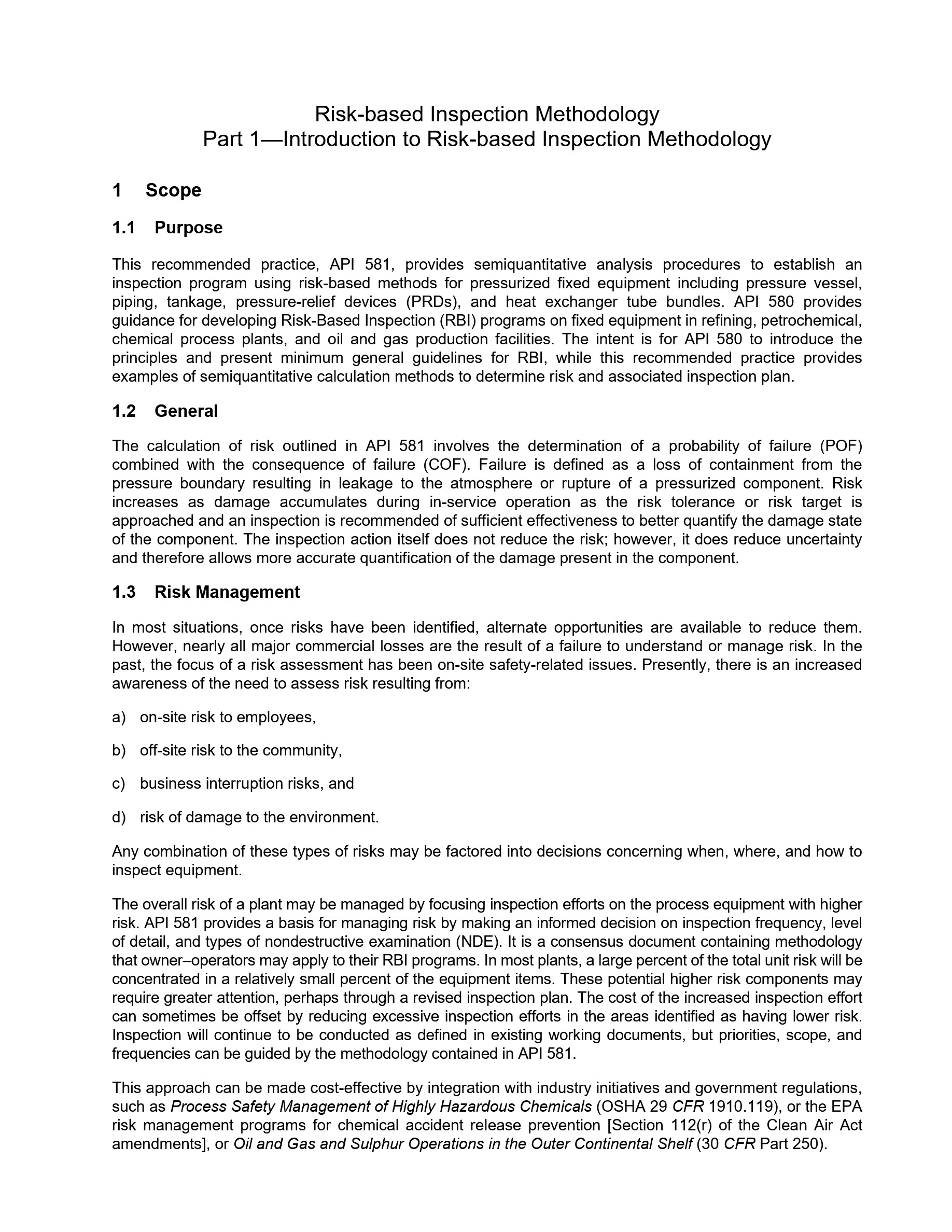 Cover preview — API RP 581 Risk-Based Inspection Methodology, Fourth Edition — Page 6