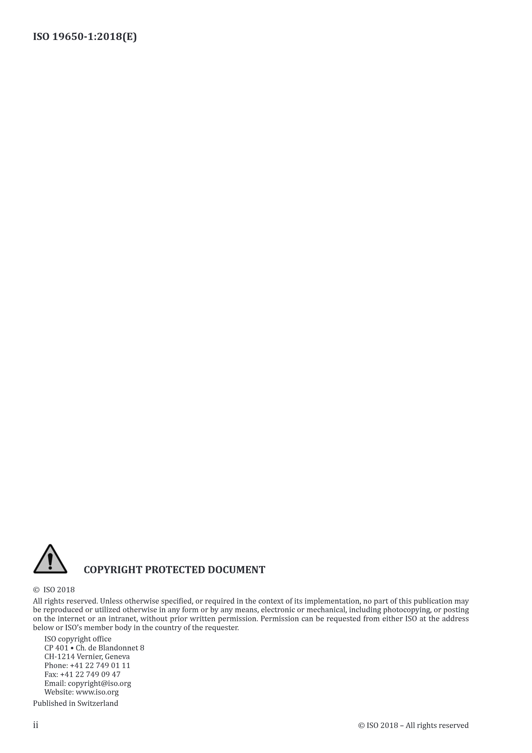 Cover preview — ISO 19650 - 1:2018  Organization and Digitization of Information About Buildings and Civil Engineering Works , Including Building Information Modelling (BIM)  — Page 2
