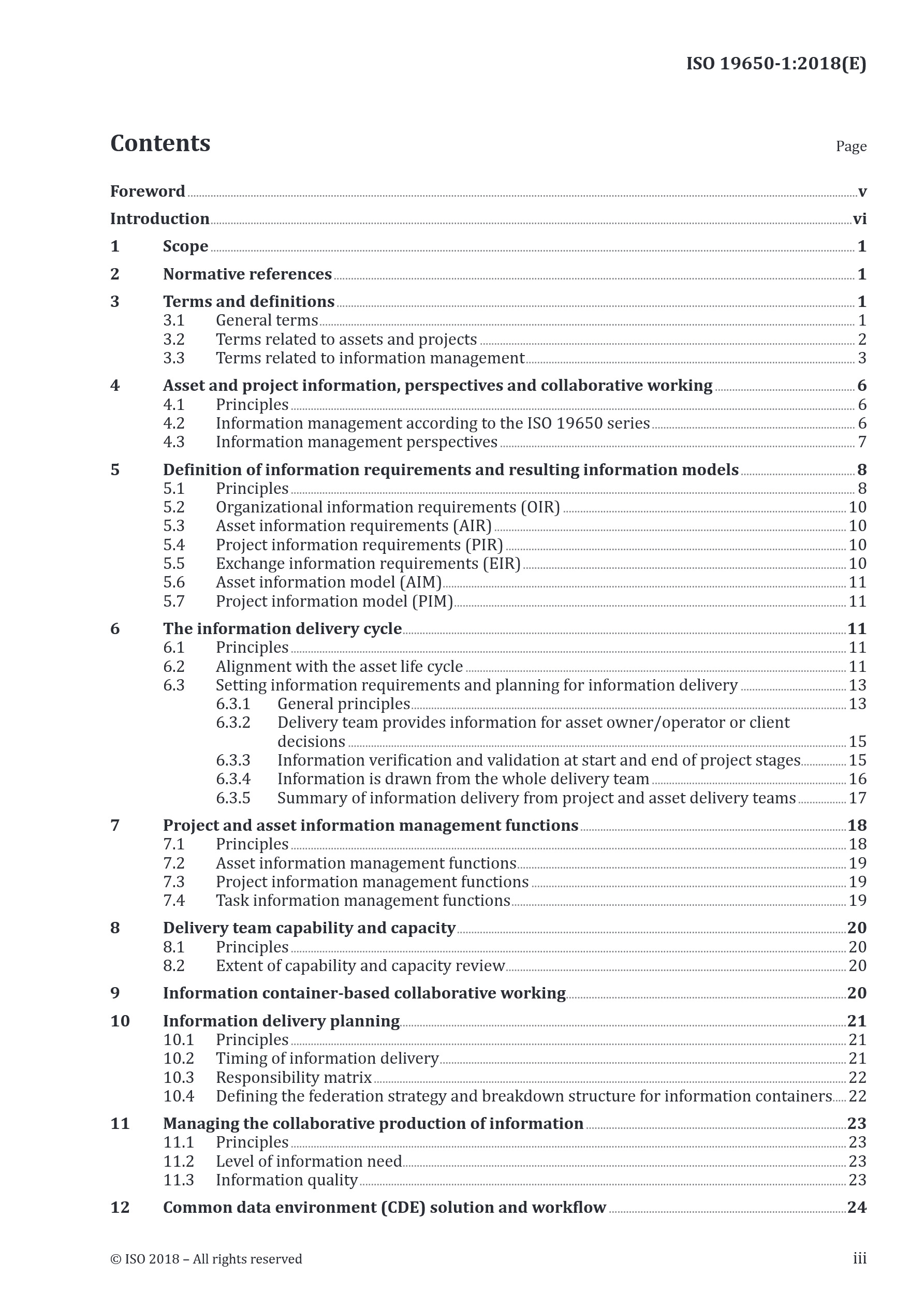 Cover preview — ISO 19650 - 1:2018  Organization and Digitization of Information About Buildings and Civil Engineering Works , Including Building Information Modelling (BIM)  — Page 3