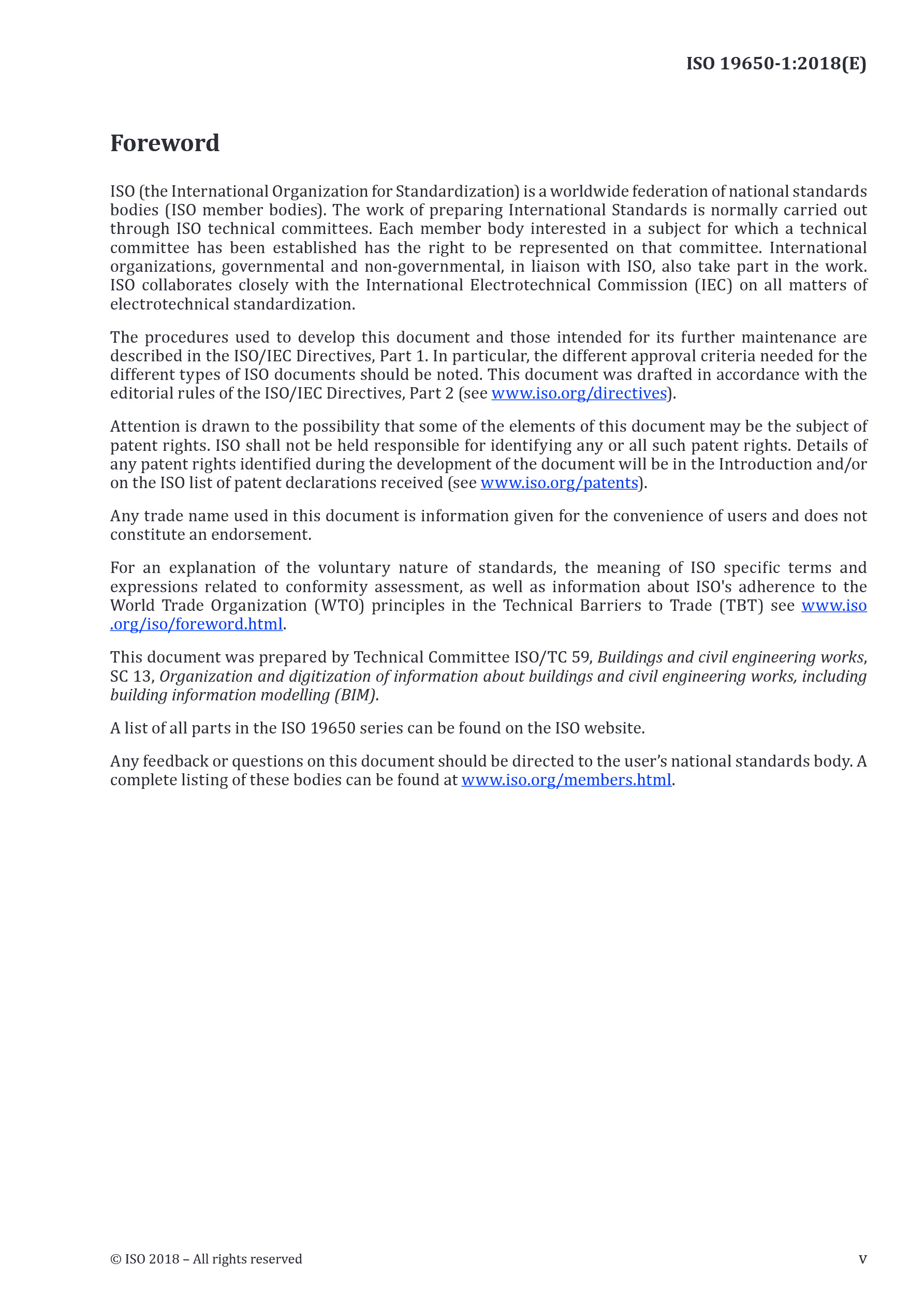 Cover preview — ISO 19650 - 1:2018  Organization and Digitization of Information About Buildings and Civil Engineering Works , Including Building Information Modelling (BIM)  — Page 5
