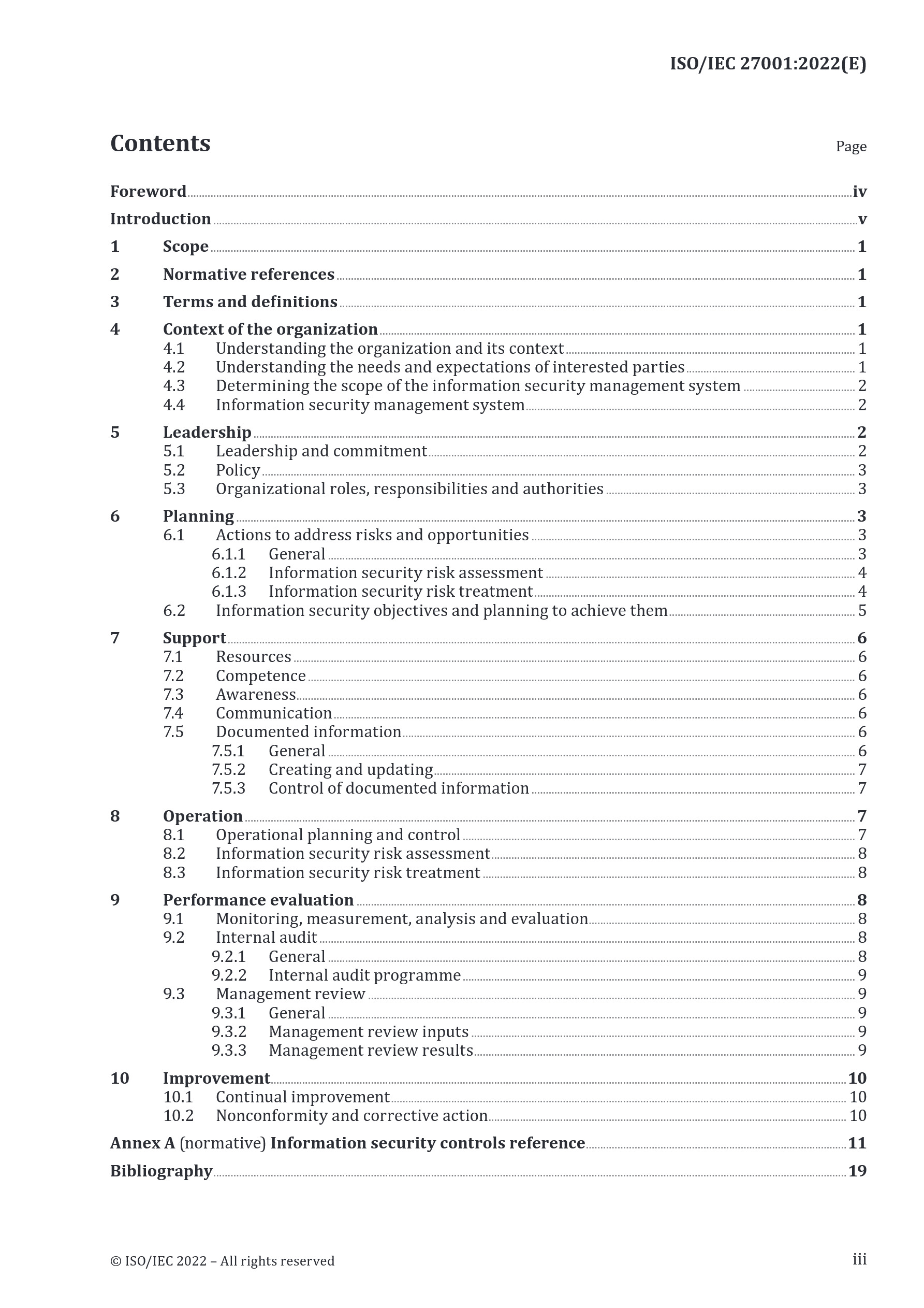 Cover preview — ISO/IEC 27001:2022 + Amendment 1:2024 Information Security, Cybersecurity and Privacy Protection — Information Security Management Systems — Requirements — Page 3
