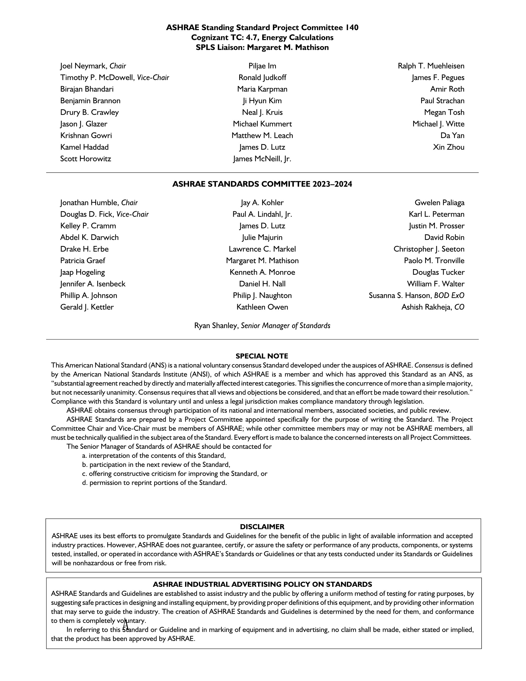 Cover preview — ASHRAE 140-2023 Method of Test for Evaluating Building Performance Simulation Software (ANSI Approved) — Page 2