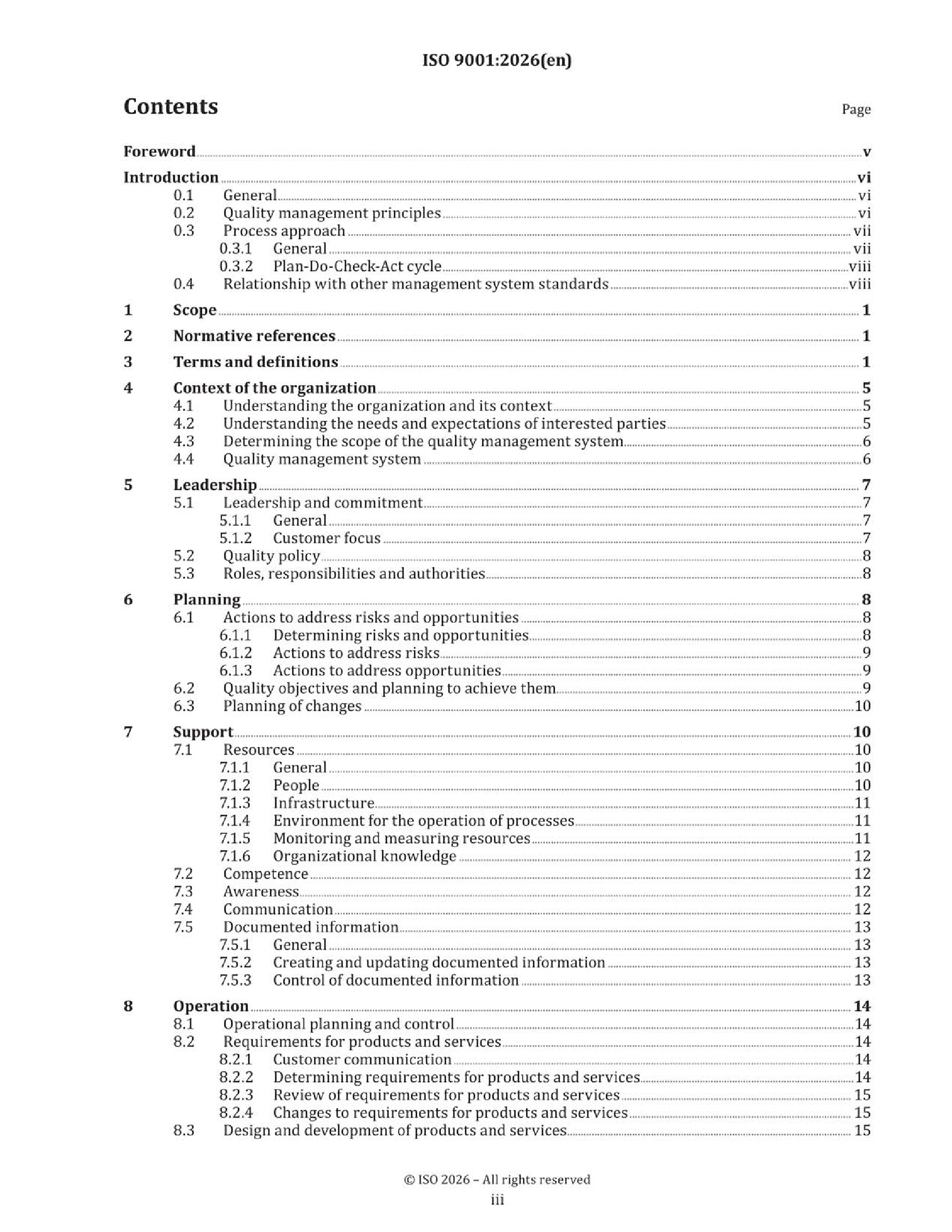 Cover preview — ISO 9001:2026 Quality Management Systems — Requirements — Page 3