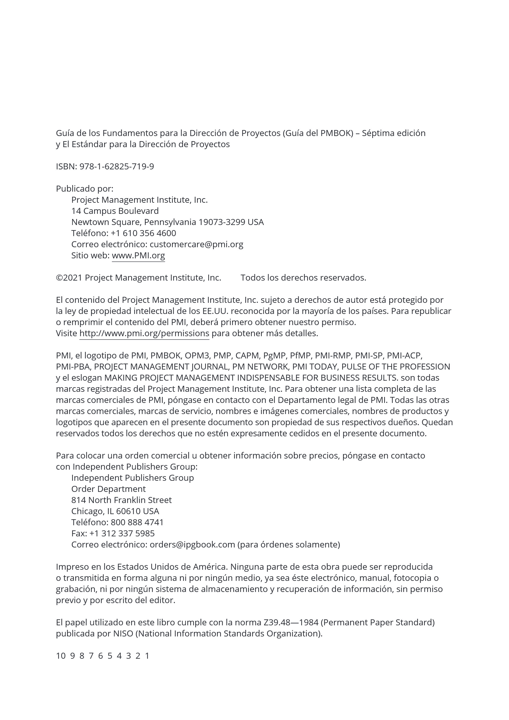 Cover preview —  A Guide to the Project Management Body of Knowledge (PMBOK® Guide) – Seventh Edition and The Standard for Project Management (SPANISH) (Spanish Edition) — Page 4