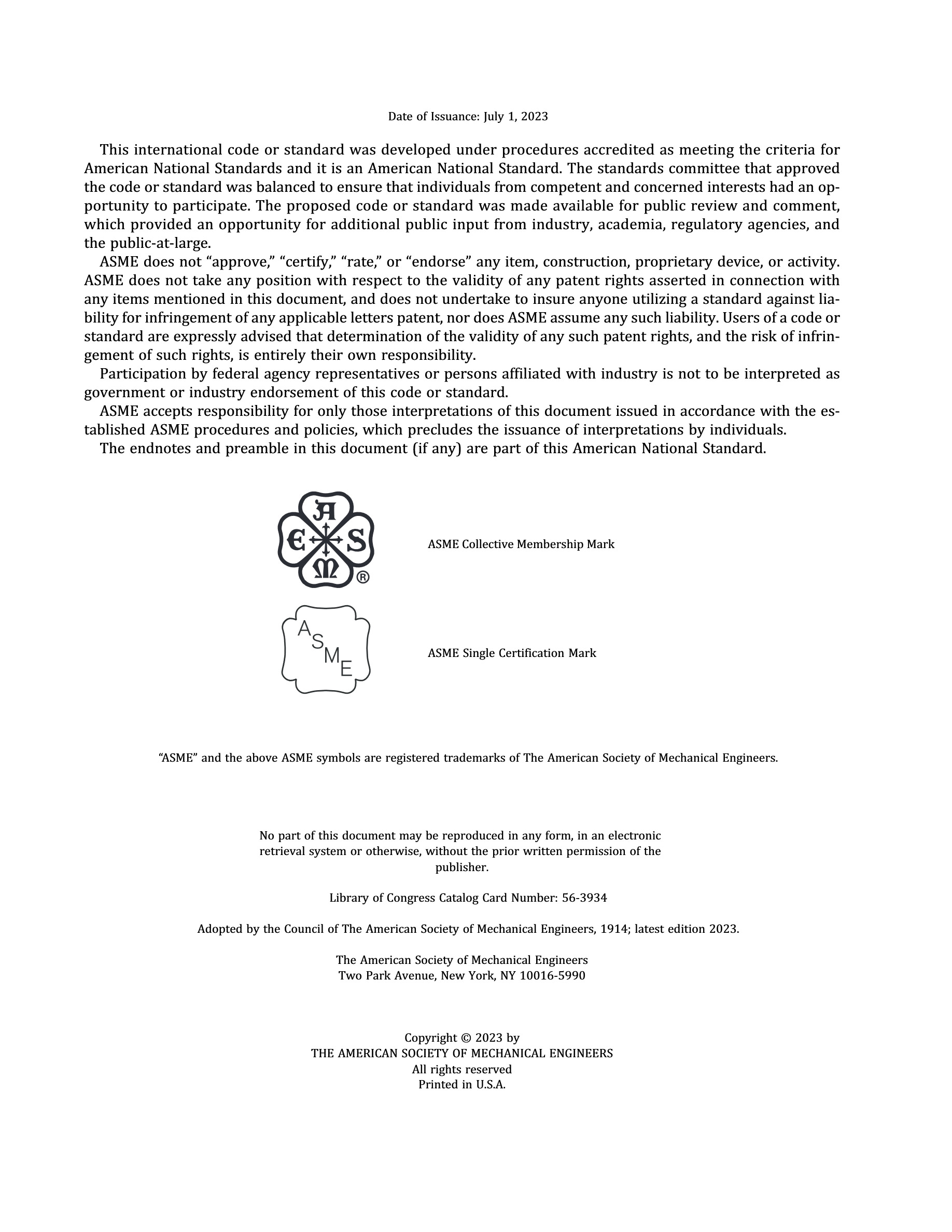 Cover preview — ASME BPVC.VIII.1-2023 Boiler and Pressure Vessel Code, Section VIII: Rules for Construction of Pressure Vessels - Division 1 — Page 4