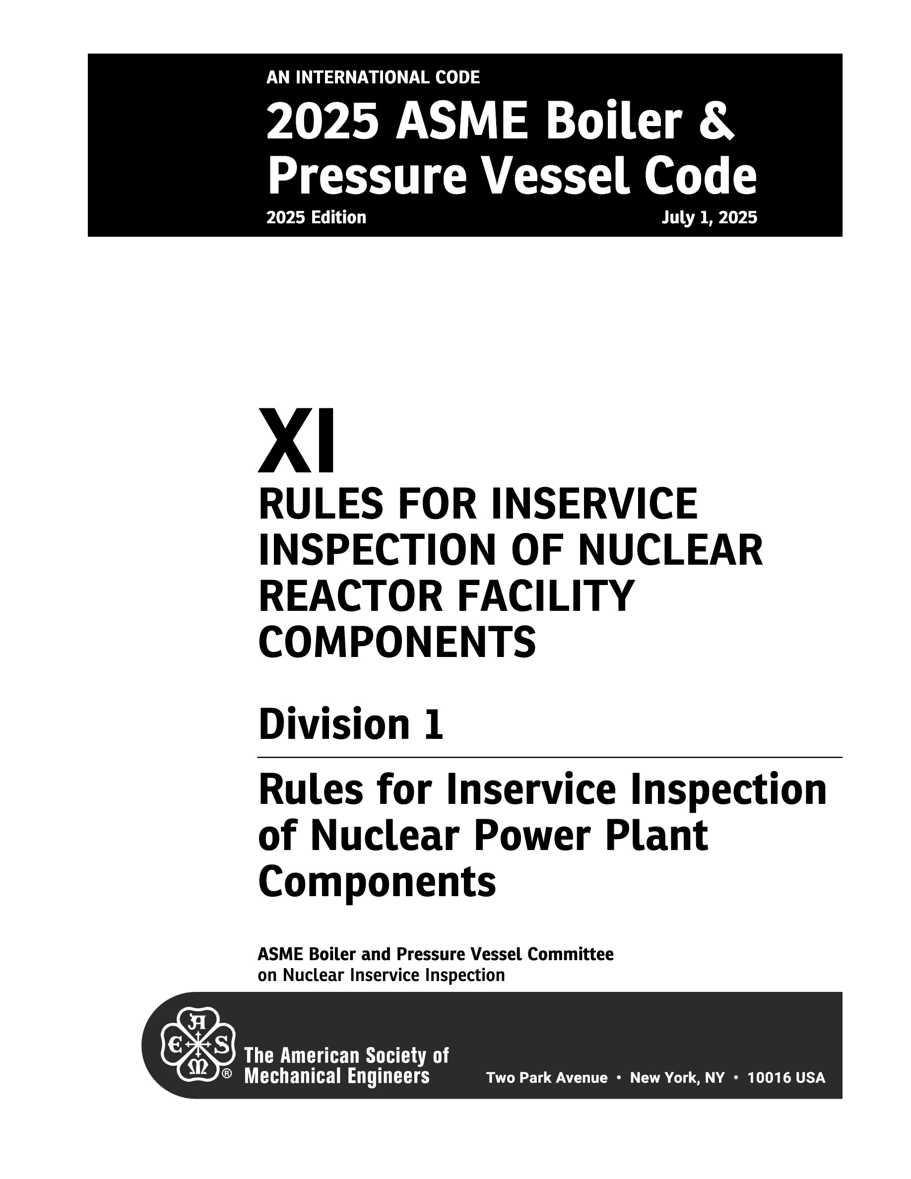 Cover preview — ASME BPVC Section XI Division 1 - Rules for Inservice Inspection of Nuclear Reactor Facility Components — Page 3