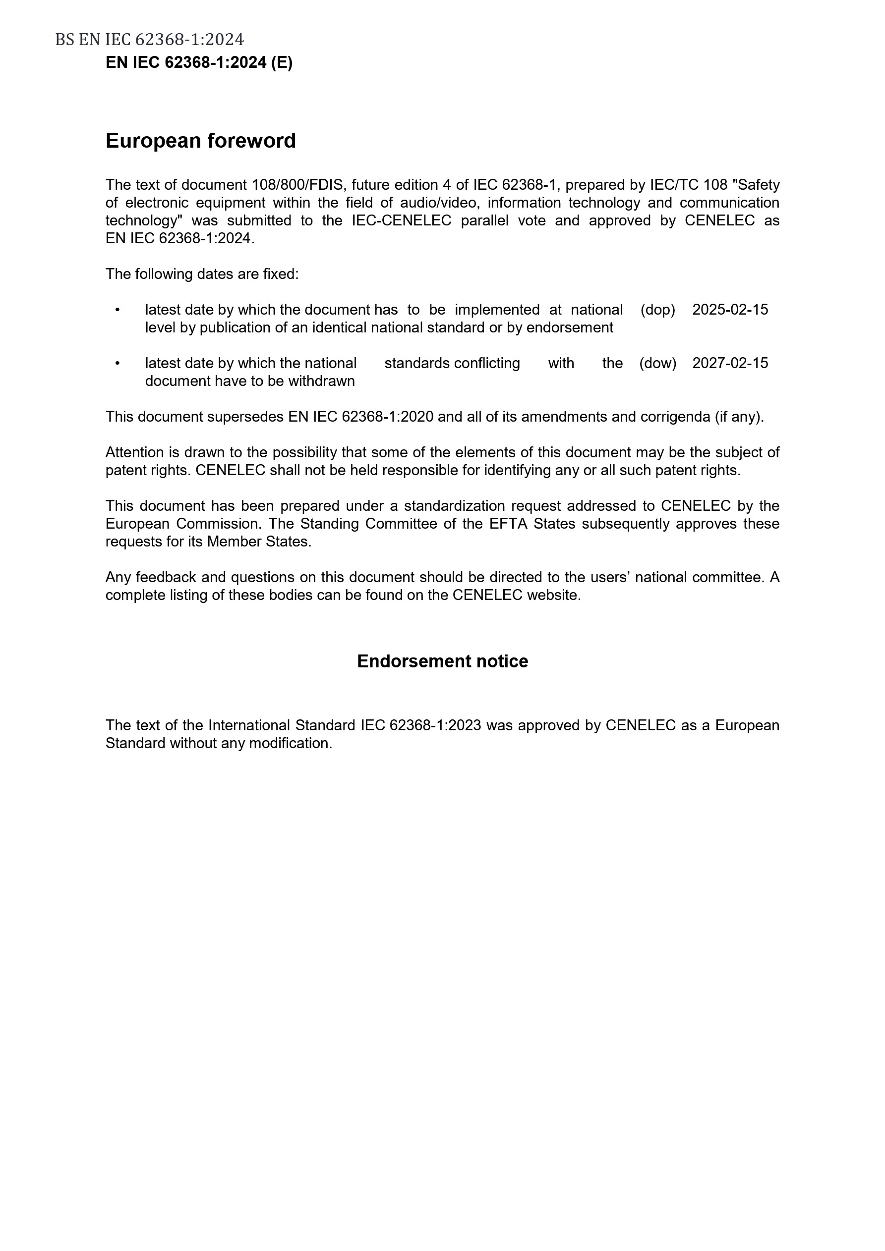 Cover preview — BS EN IEC 62368-1:2024+A11:2024 Audio/video, information and communication technology equipment - Safety requirements - Incorporating corrigendum July 2024 — Page 4