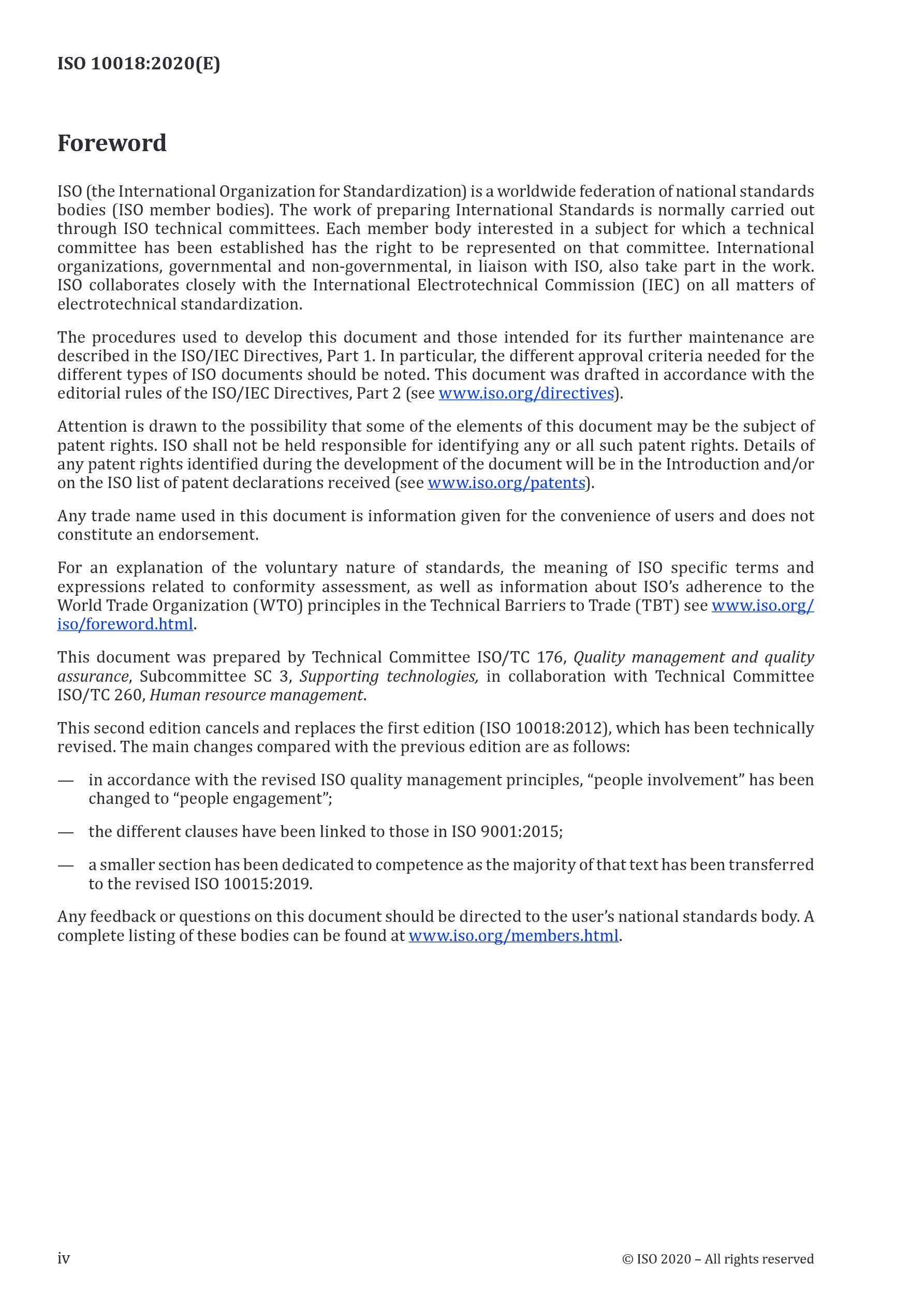 Cover preview — ISO 10018:2020 Quality Management — Guidance for People Engagement — Page 4