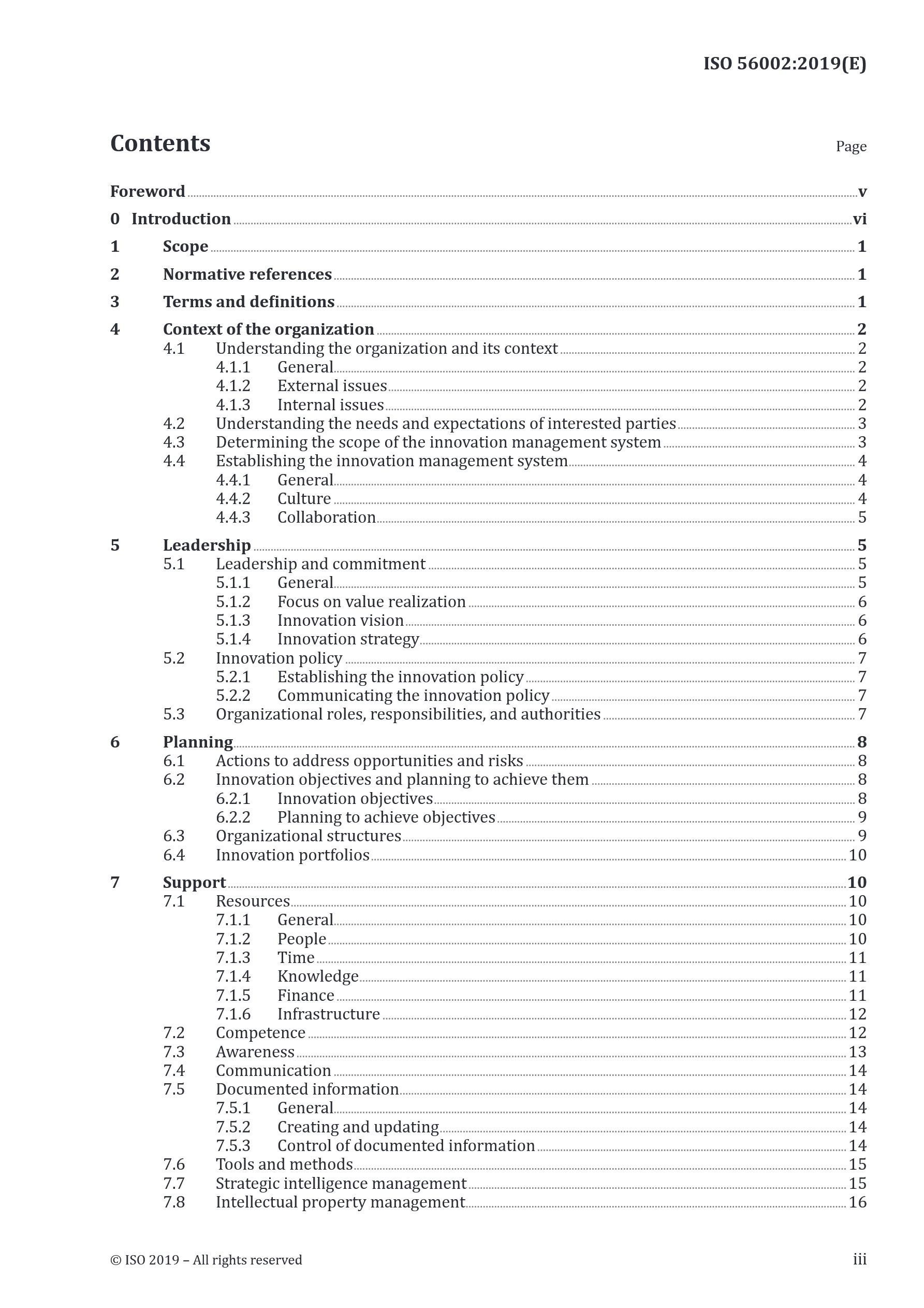 Cover preview — ISO 56002:2019 Innovation management — Innovation management system — Guidance — Page 3