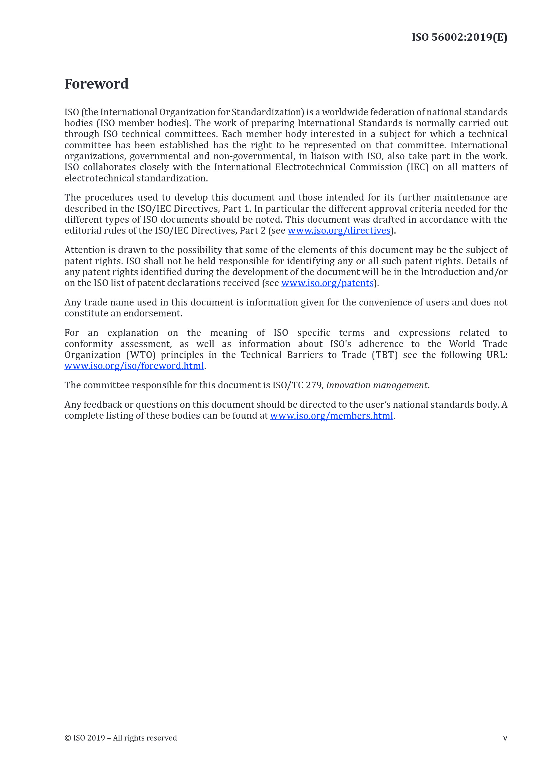 Cover preview — ISO 56002:2019 Innovation management — Innovation management system — Guidance — Page 5
