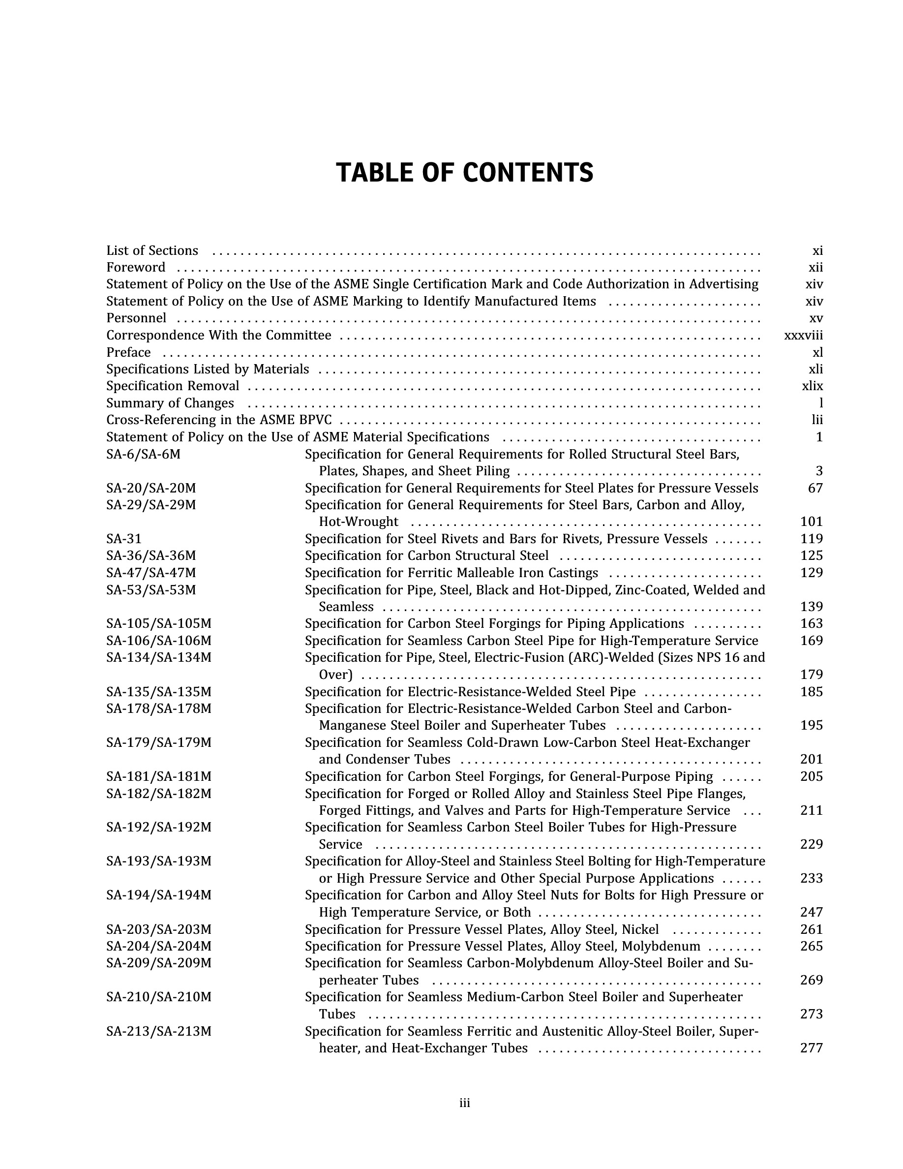 Cover preview — ASME BPVC.II.A-2025 Section II, Materials, Part A, Ferrous Material Specifications (Two Volumes) — Page 5