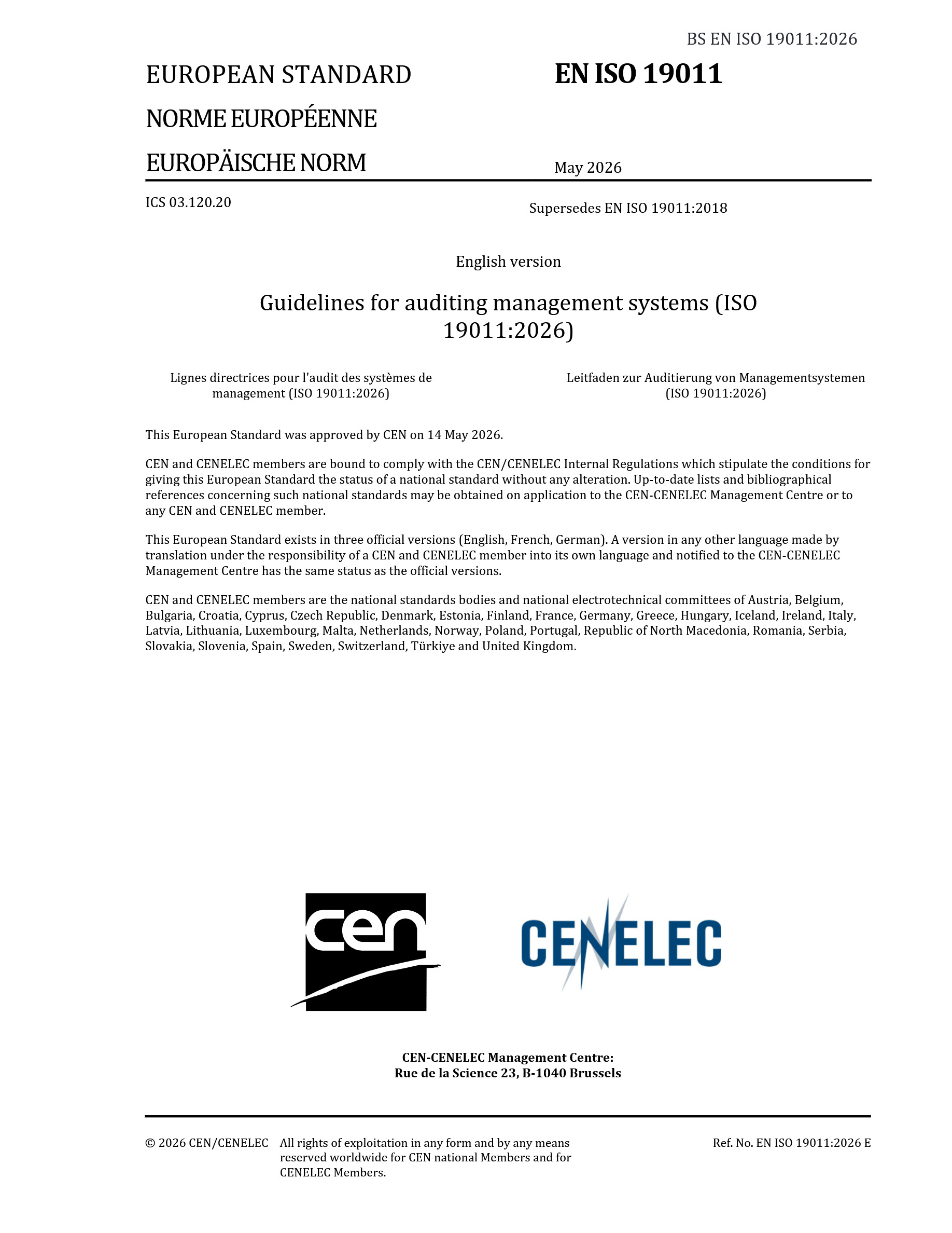 Cover preview — BS EN ISO 19011 - 2026 Guidelines for auditing management systems — Page 3