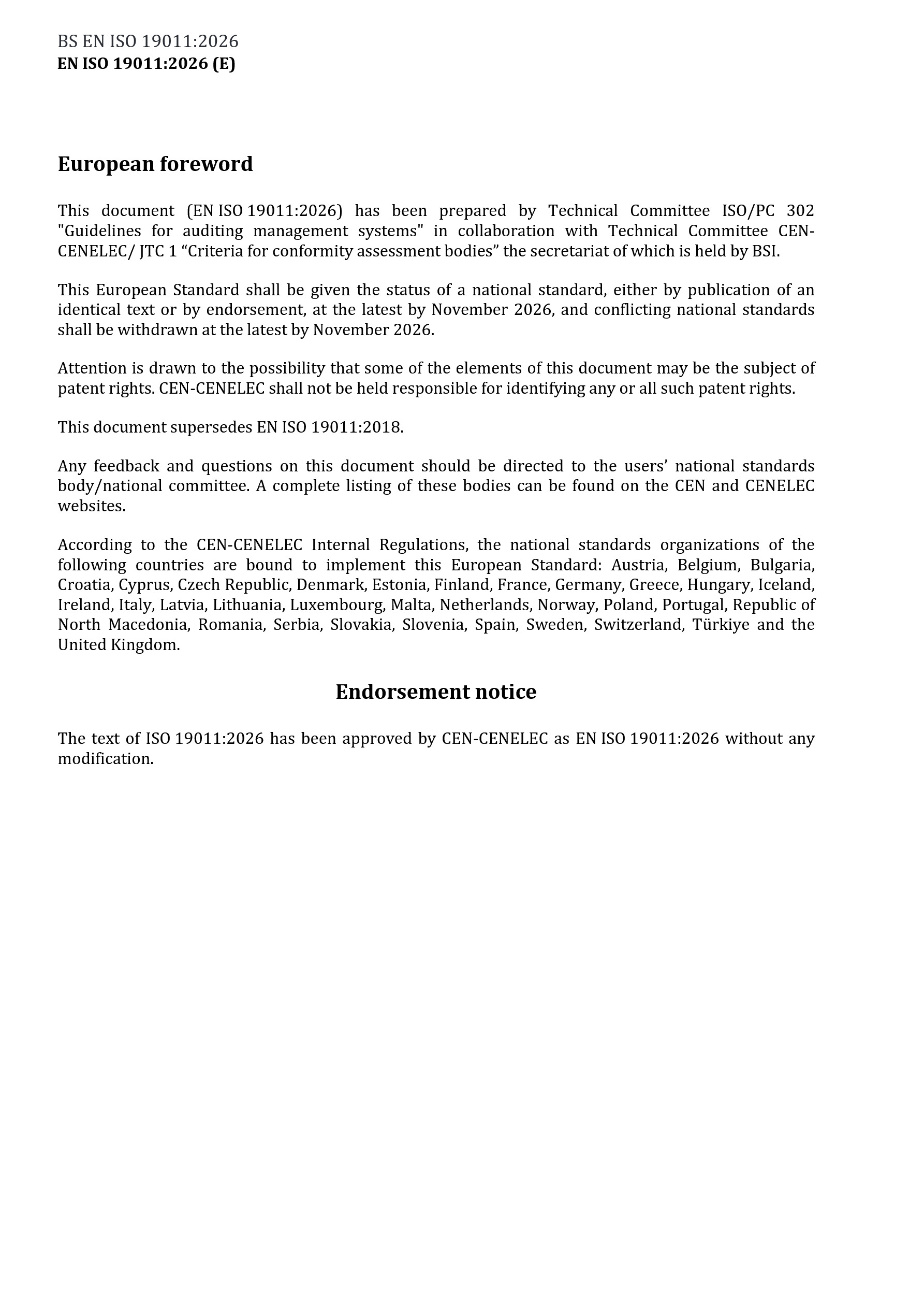Cover preview — BS EN ISO 19011 - 2026 Guidelines for auditing management systems — Page 4