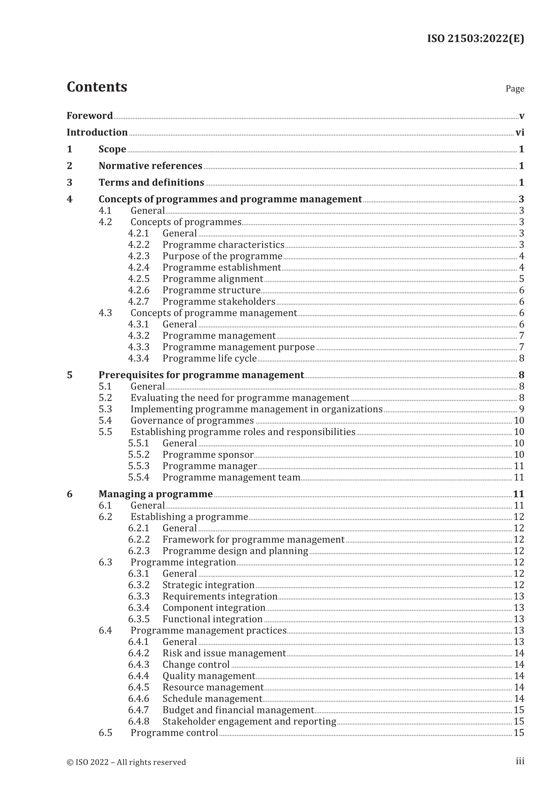 Cover preview — ISO 21503:2022 Project, programme and portfolio management — Guidance on programme management — Page 3