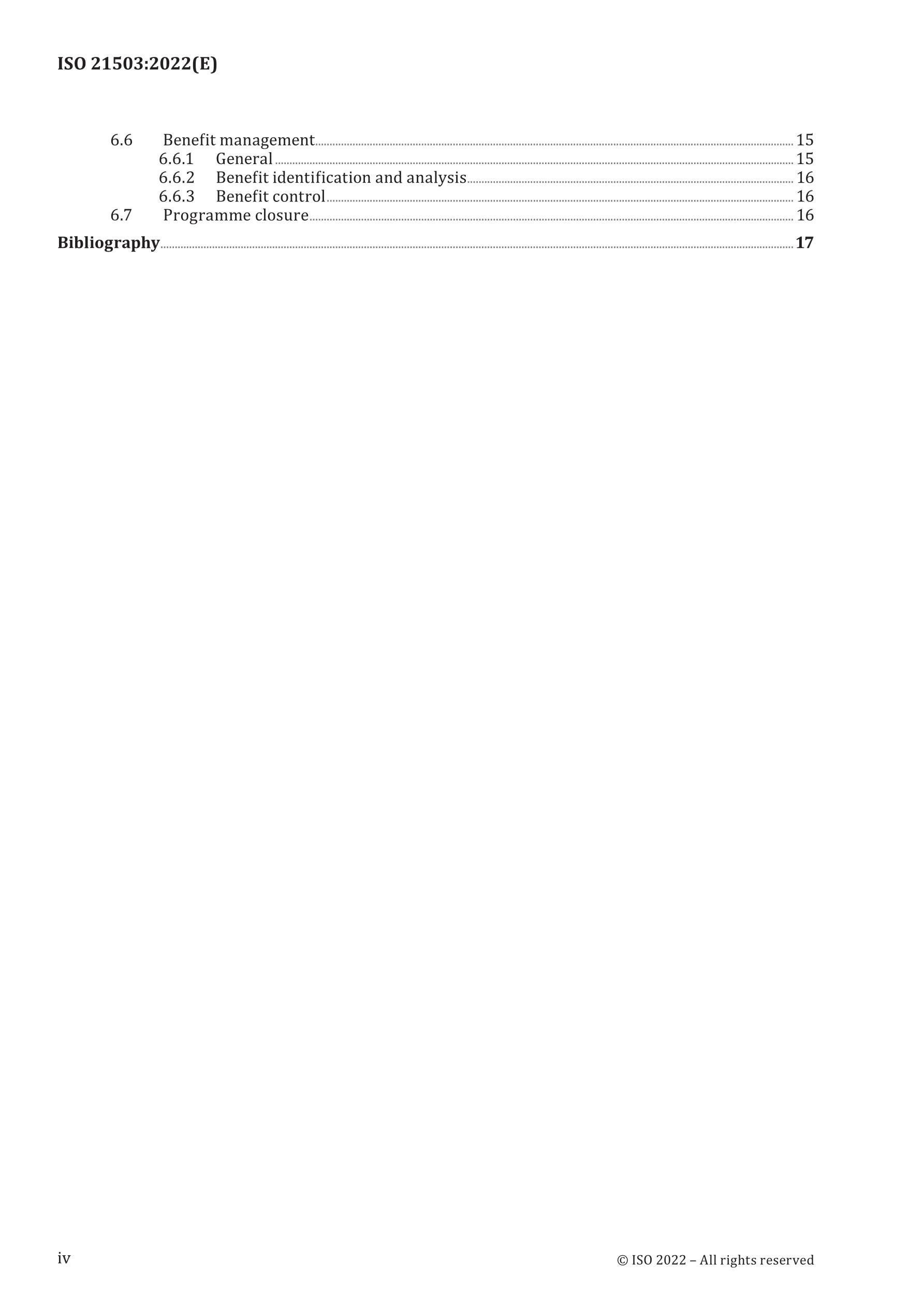 Cover preview — ISO 21503:2022 Project, programme and portfolio management — Guidance on programme management — Page 4