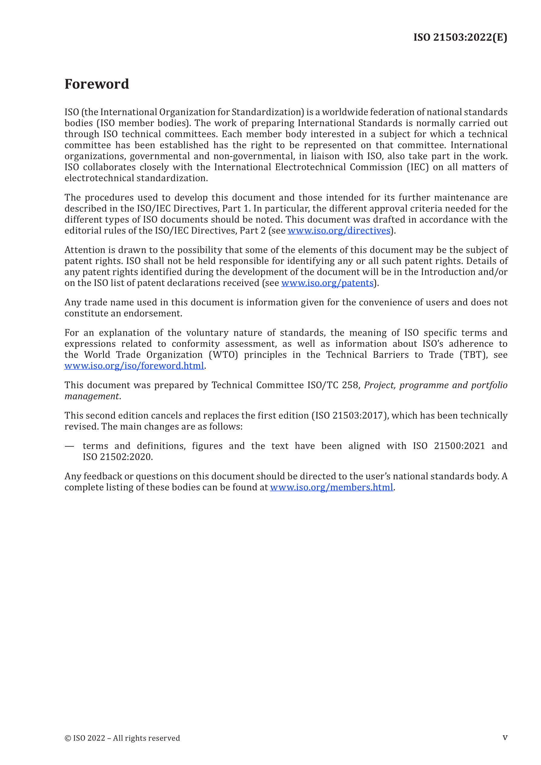Cover preview — ISO 21503:2022 Project, programme and portfolio management — Guidance on programme management — Page 5