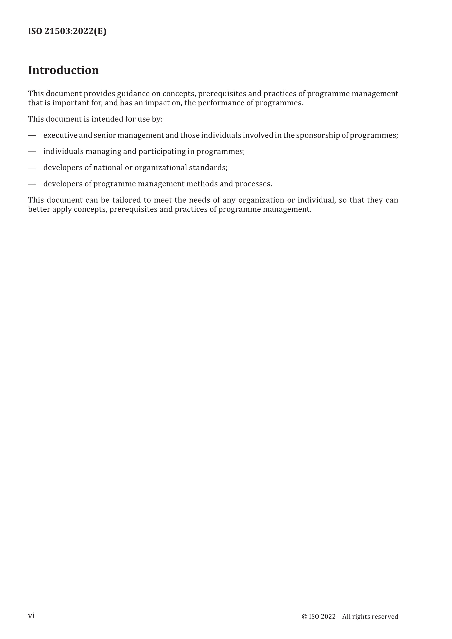 Cover preview — ISO 21503:2022 Project, programme and portfolio management — Guidance on programme management — Page 6