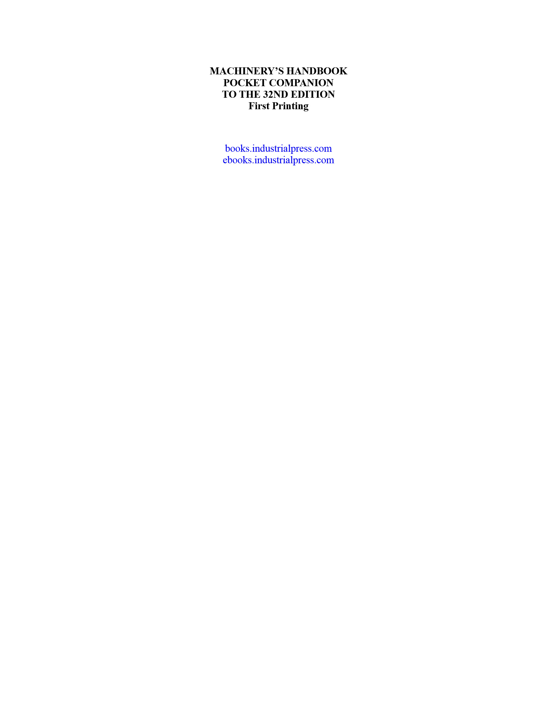 Cover preview — Machinery’s Handbook Pocket Companion: Quick Access to Basic Data & More from the 32nd Edition — Page 6