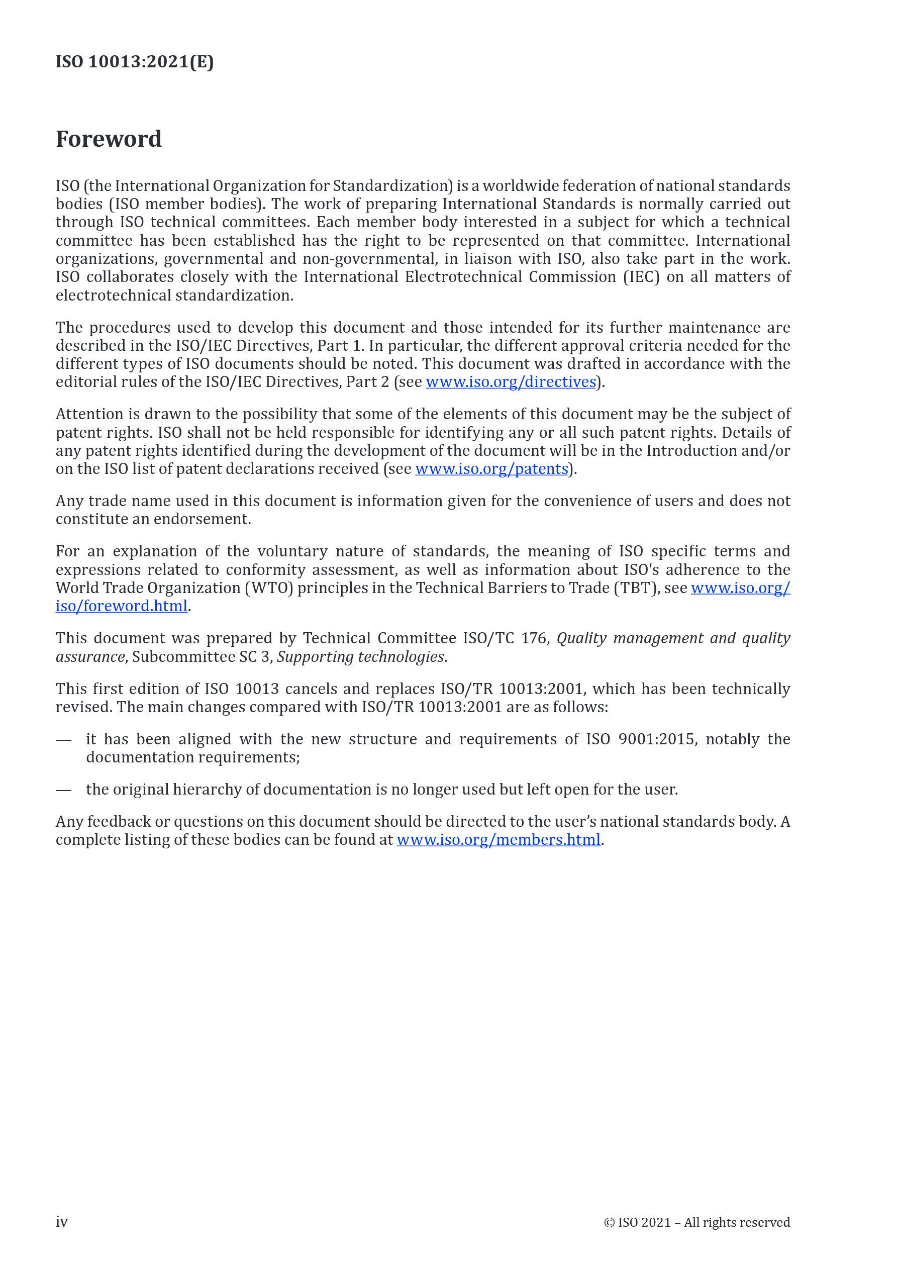 Cover preview — ISO 10013:2021 Quality Management Systems — Guidance for Documented Information — Page 4