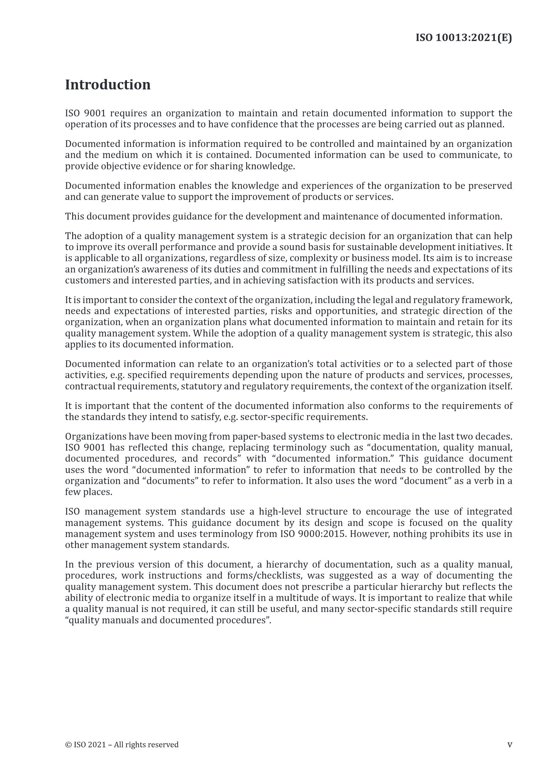 Cover preview — ISO 10013:2021 Quality Management Systems — Guidance for Documented Information — Page 5