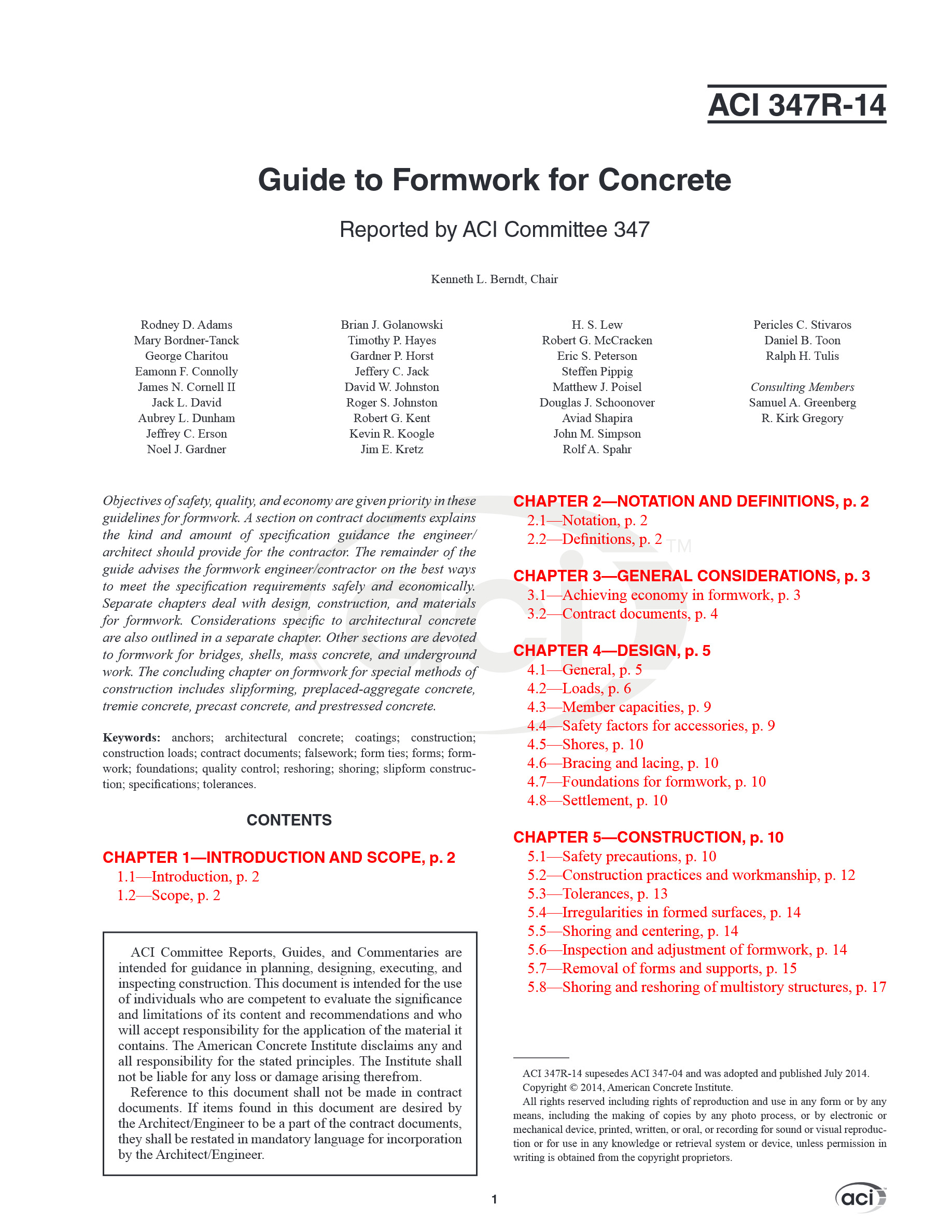 Cover preview — ACI 347R-14 Guide to Formwork for Concrete (21) — Page 3