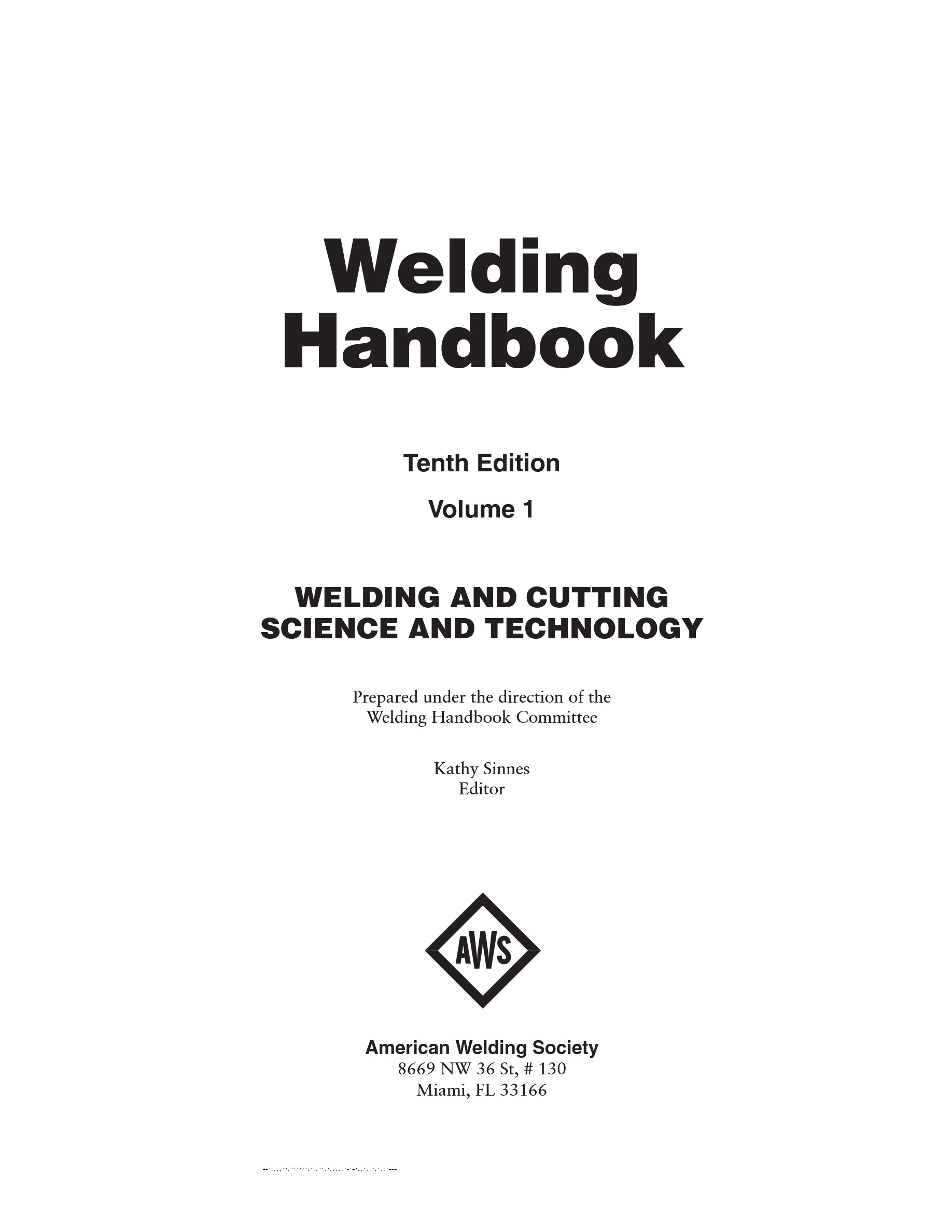 Cover preview — AWS WHB-1.10 Welding and Cutting Science and Technology, Volume 1 — Tenth Edition — Page 2