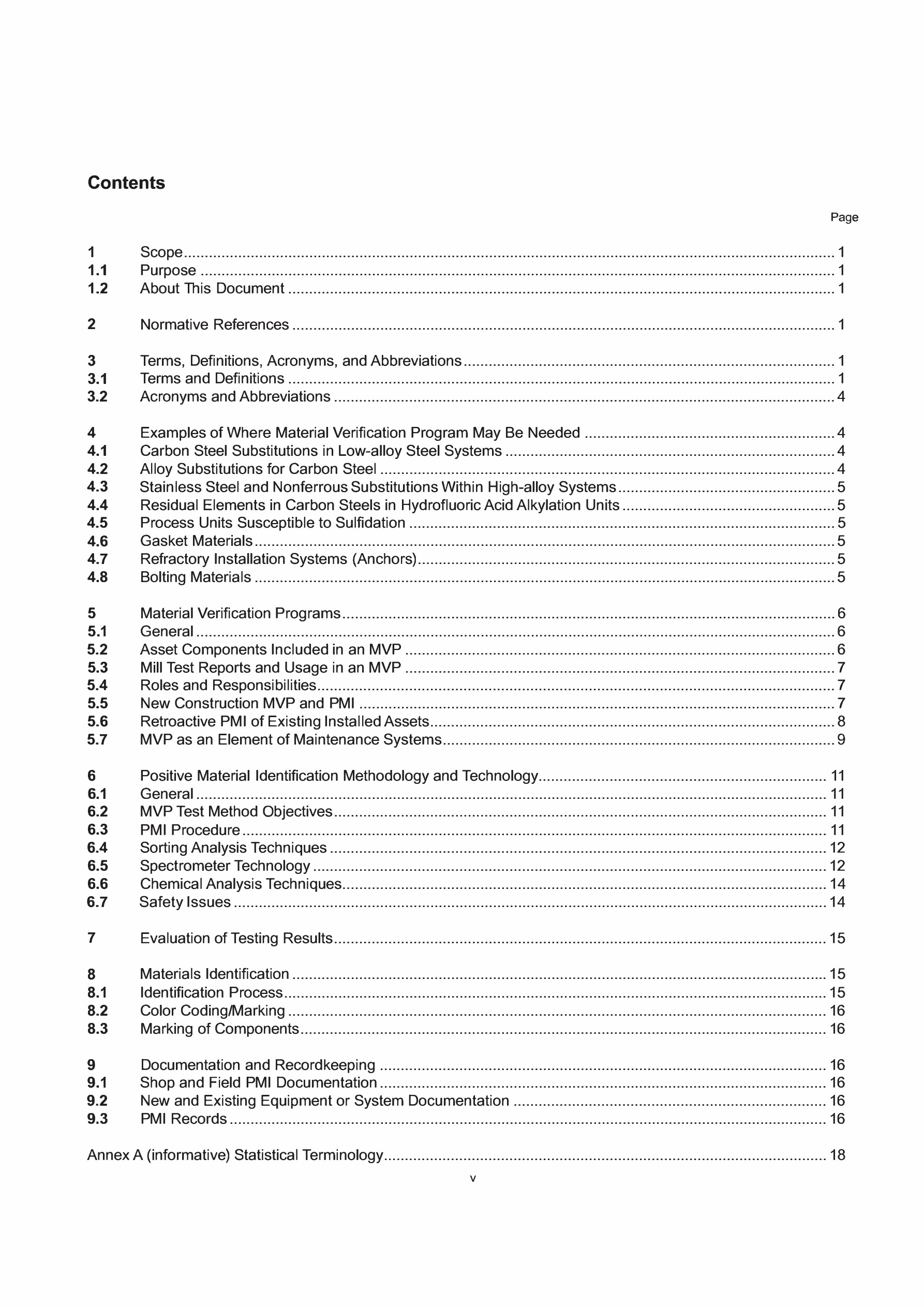 Cover preview — API RP 578 Material Verification Program for New and Existing Assets, Fourth Edition — Page 5