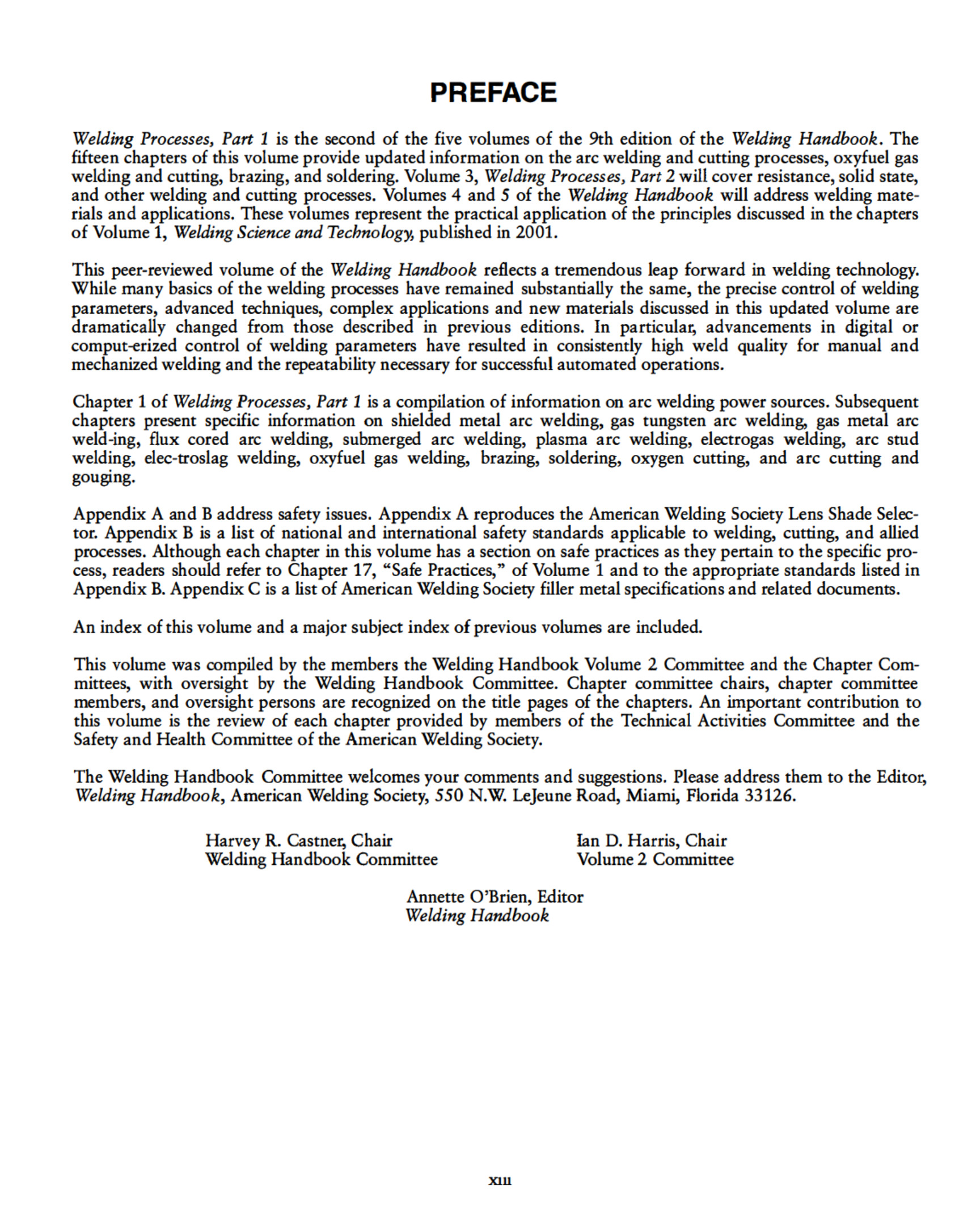Cover preview — AWS WHB-2.9 Welding Handbook - Welding Processes, Part 1 - Volume 2; Ninth Edition — Page 3