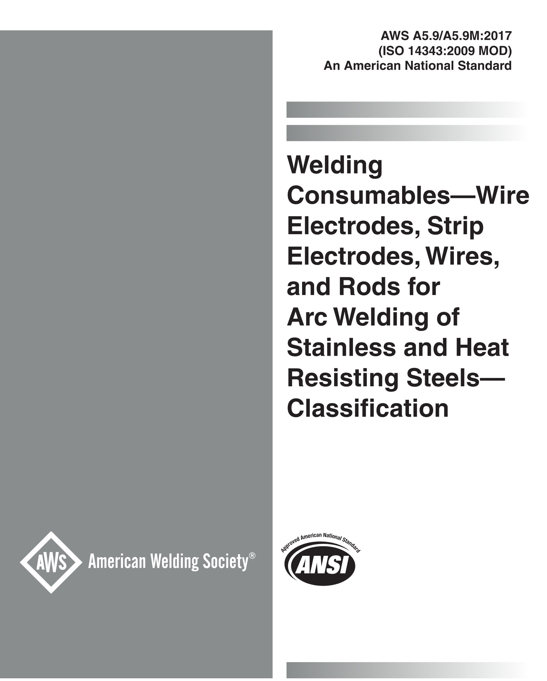 Cover preview — AWS A5.9/A5.9M Specification for Bare Stainless Steel Welding Electrodes and Rods — Page 1