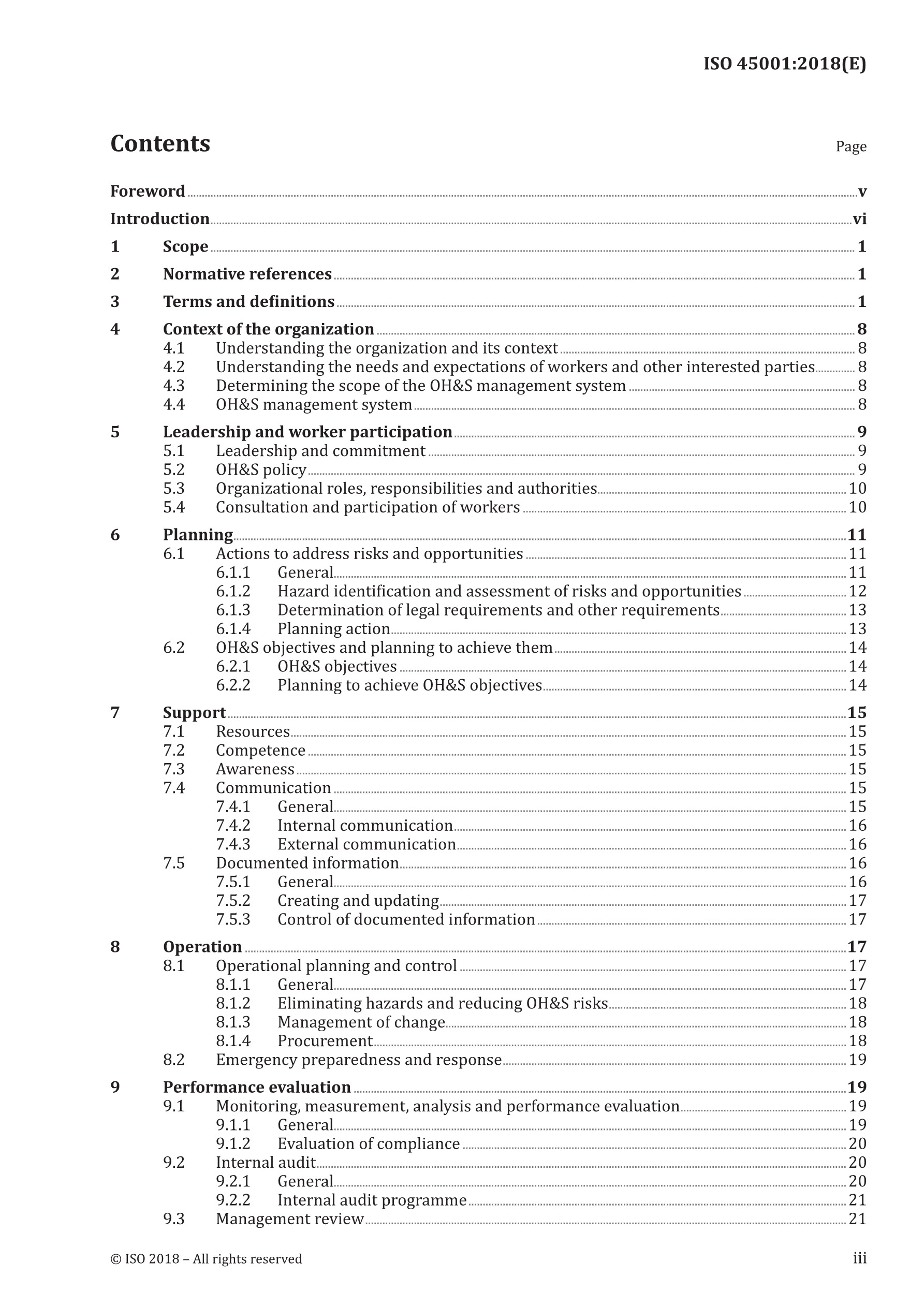 Cover preview — ISO 45001:2018 Occupational health and safety management systems — Requirements with guidance for use — Page 3