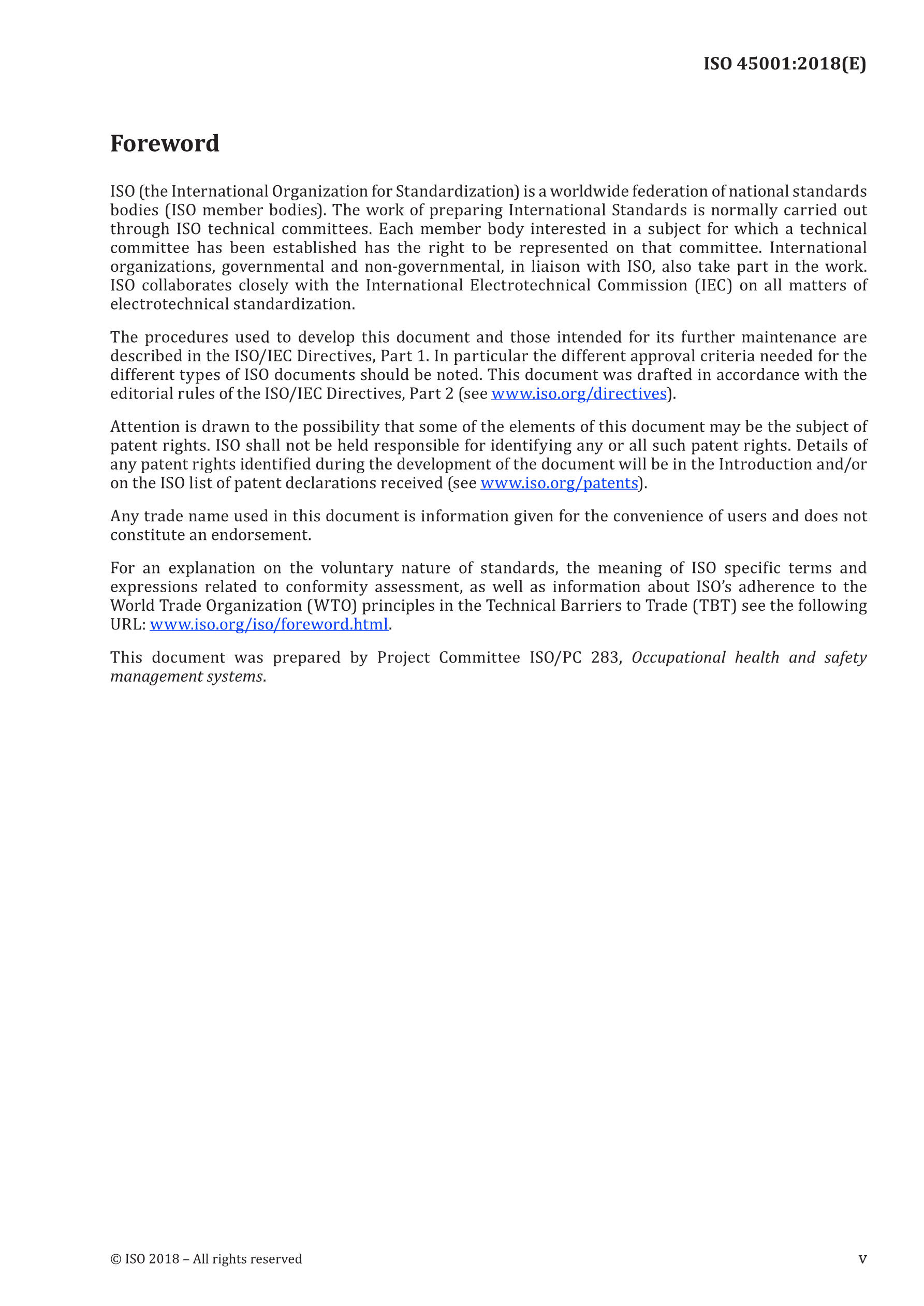 Cover preview — ISO 45001:2018 Occupational health and safety management systems — Requirements with guidance for use — Page 5