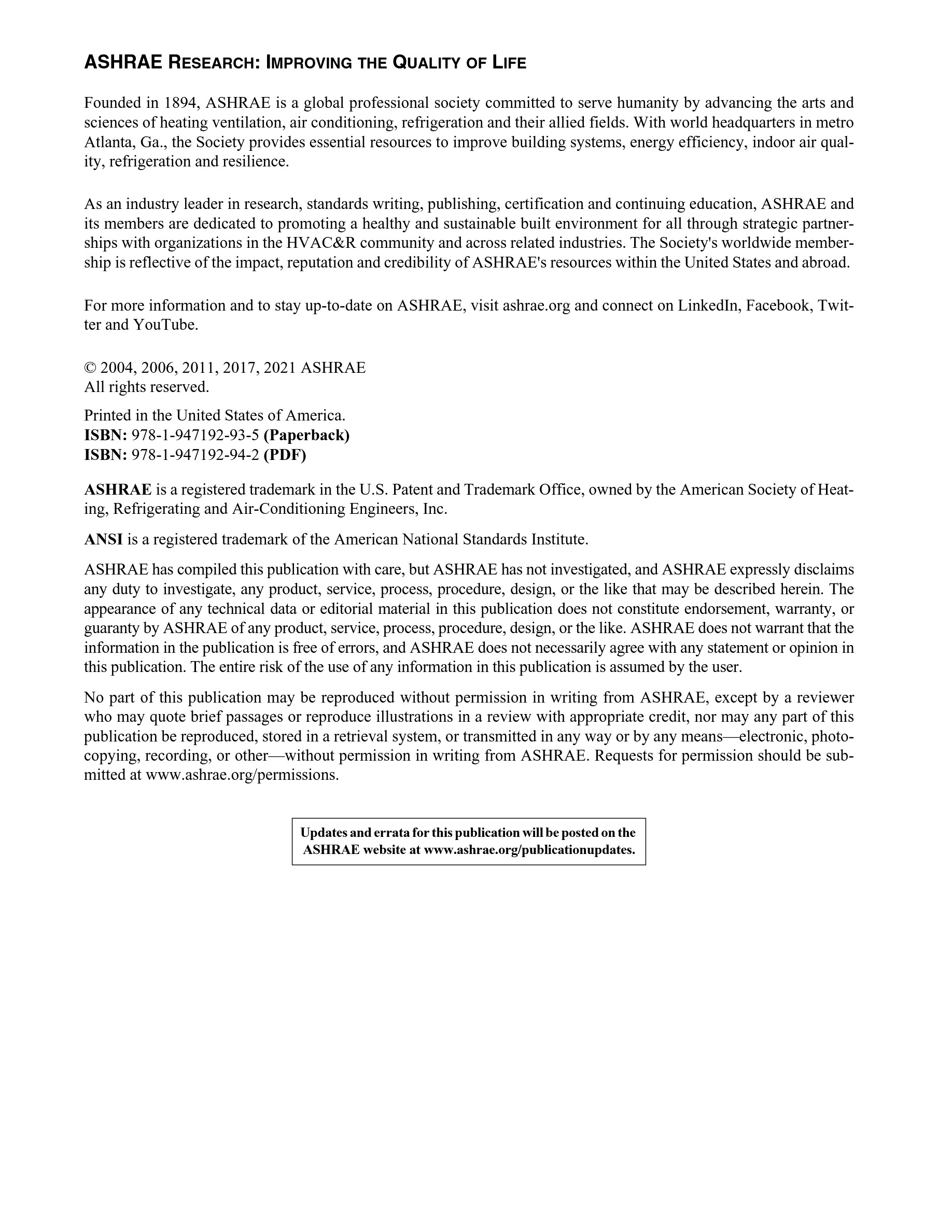 Cover preview — ASHRAE 62.1 User's Manual - Based on ANSI/ASHRAE Standard 62.1-2019, Ventilation for Acceptable Indoor Air Quality — Page 4