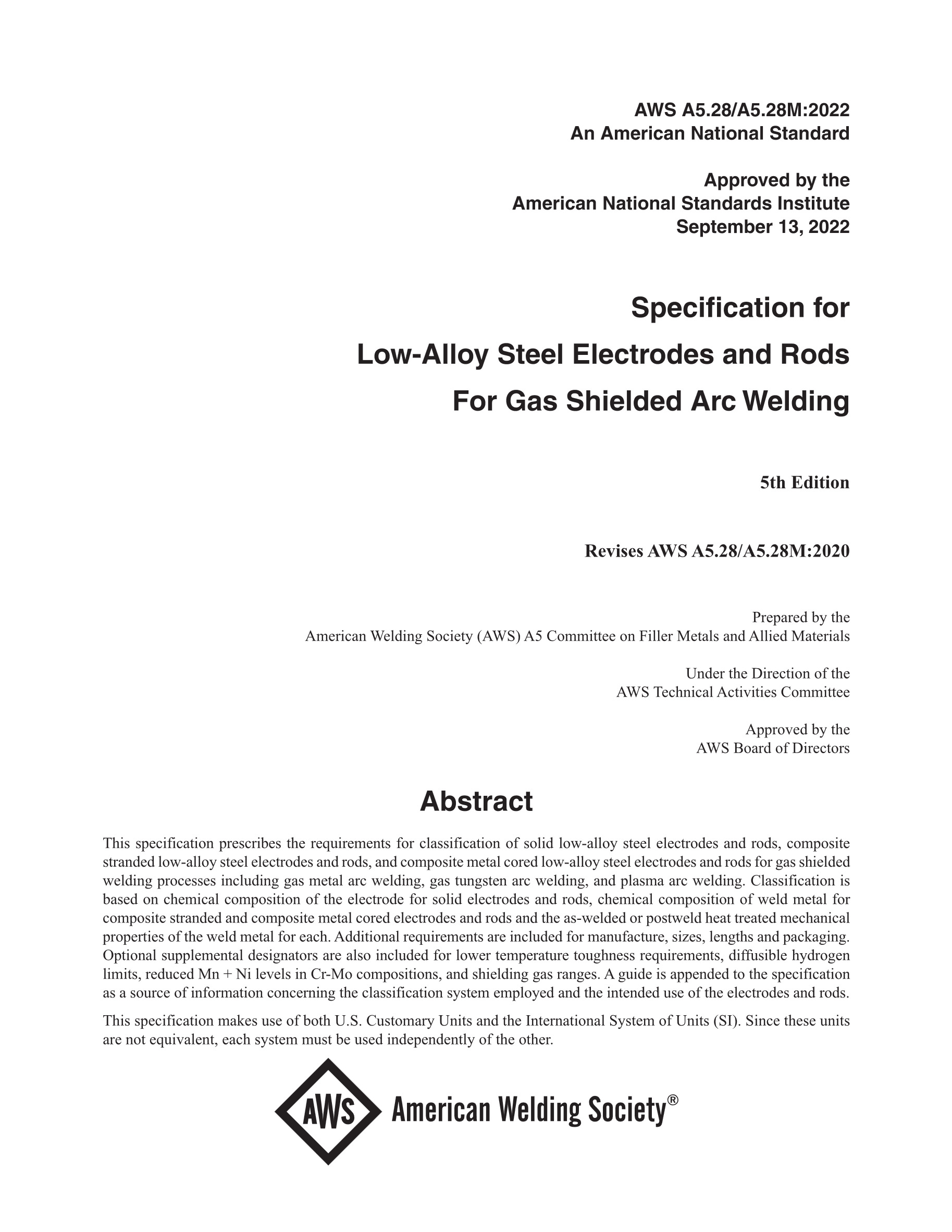 Cover preview — AWS A5.28/A5.28M Specification for Low-Alloy Steel Electrodes and Rods for Gas Shielded Arc Welding — Page 2