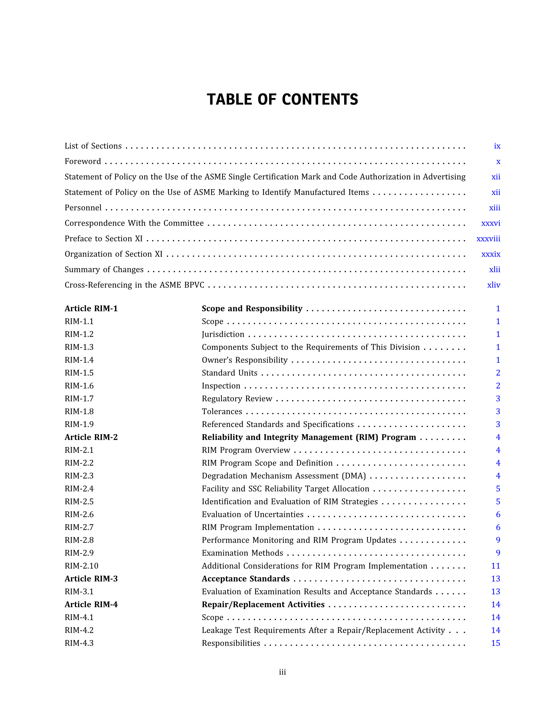 Cover preview — ASME BPVC.XI.2-2025 Section XI, Rules for Inservice Inspection of Nuclear Reactor Facility Components, Division 2, Requirements for Reliability and Integrity Management (RIM) Programs for Nuclear Reactor Facilities — Page 5