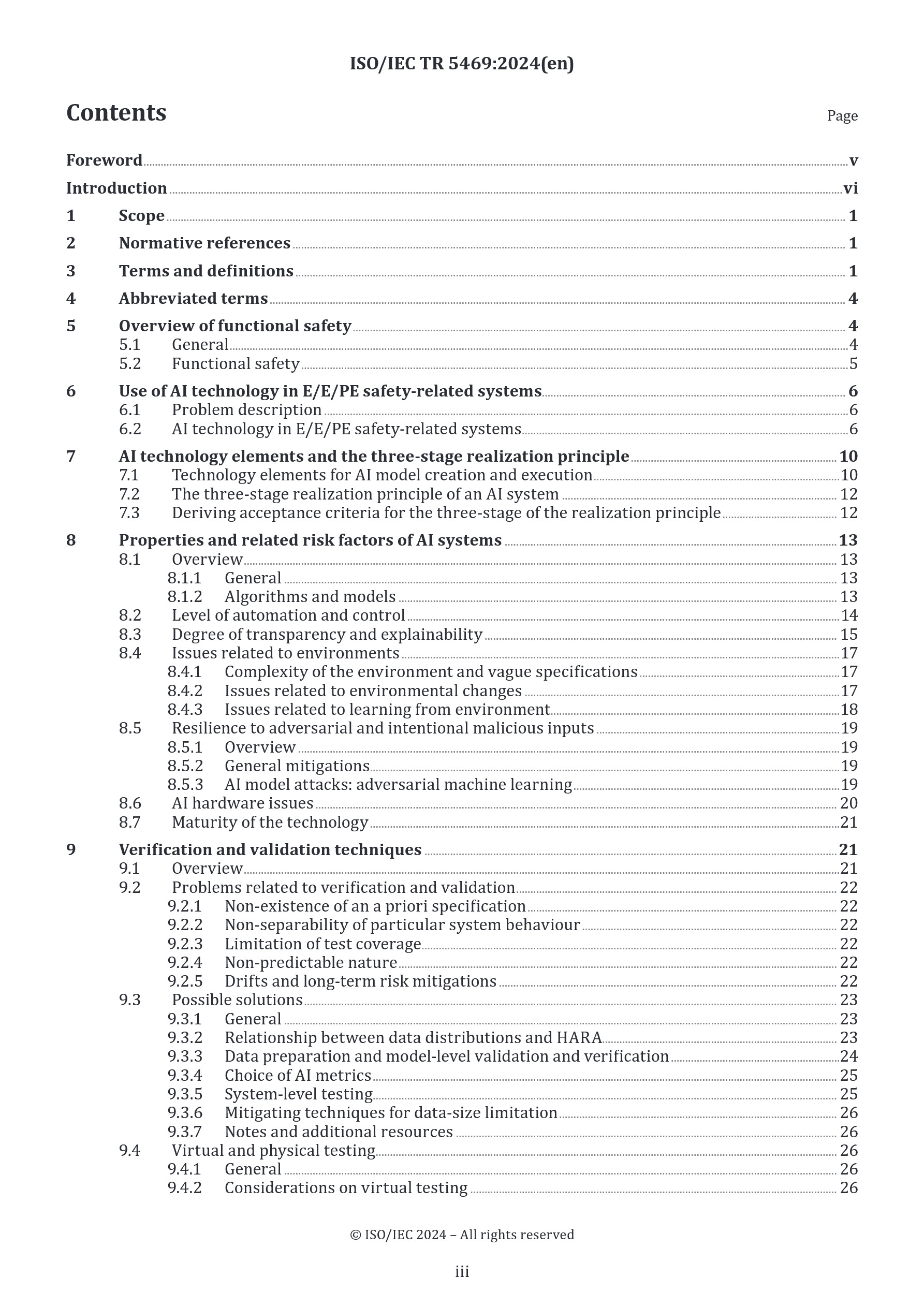 Cover preview — ISO/IEC TR 5469:2024 Artificial Intelligence — Functional Safety and AI Systems — Page 3
