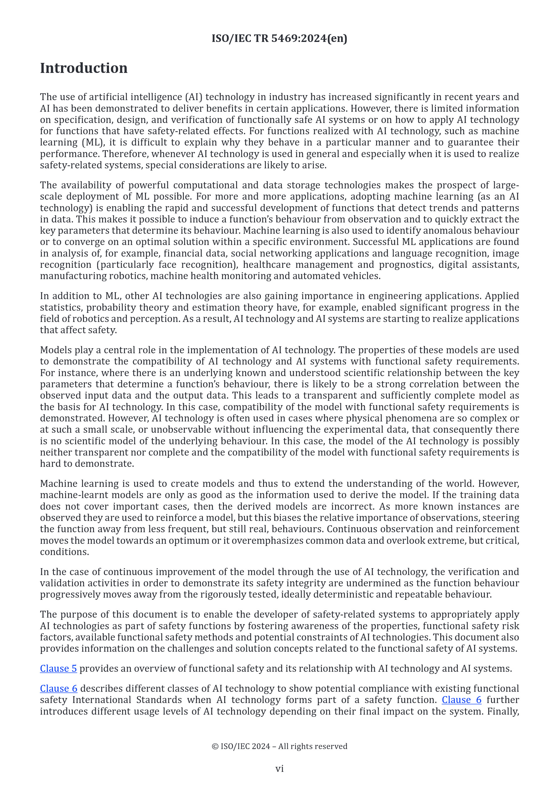Cover preview — ISO/IEC TR 5469:2024 Artificial Intelligence — Functional Safety and AI Systems — Page 6