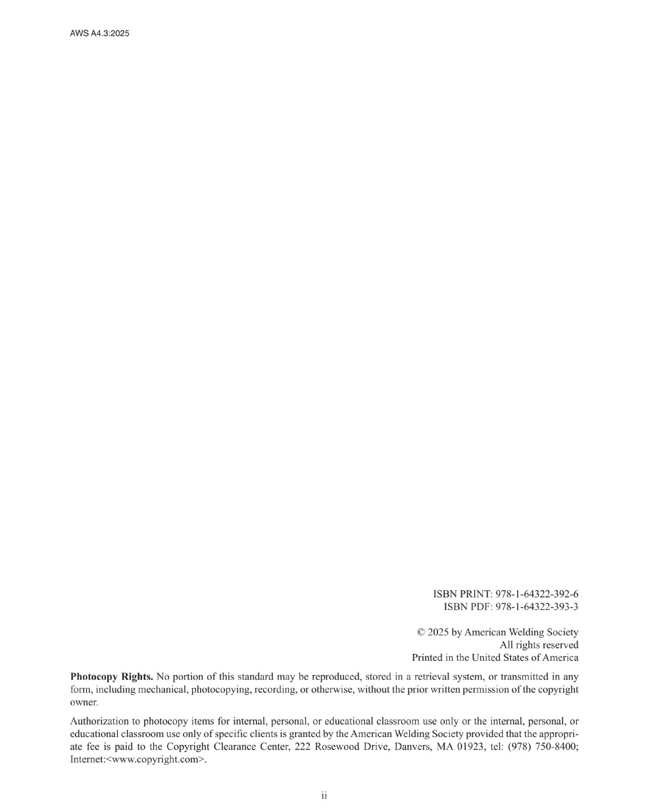 Cover preview — AWS A4.3:2025 Standard Methods for Determination of the Diffusible Hydrogen Content of Martensitic, Bainitic, and Ferritic Steel Weld Metal Produced by Arc Welding, 3rd Edition — Page 3