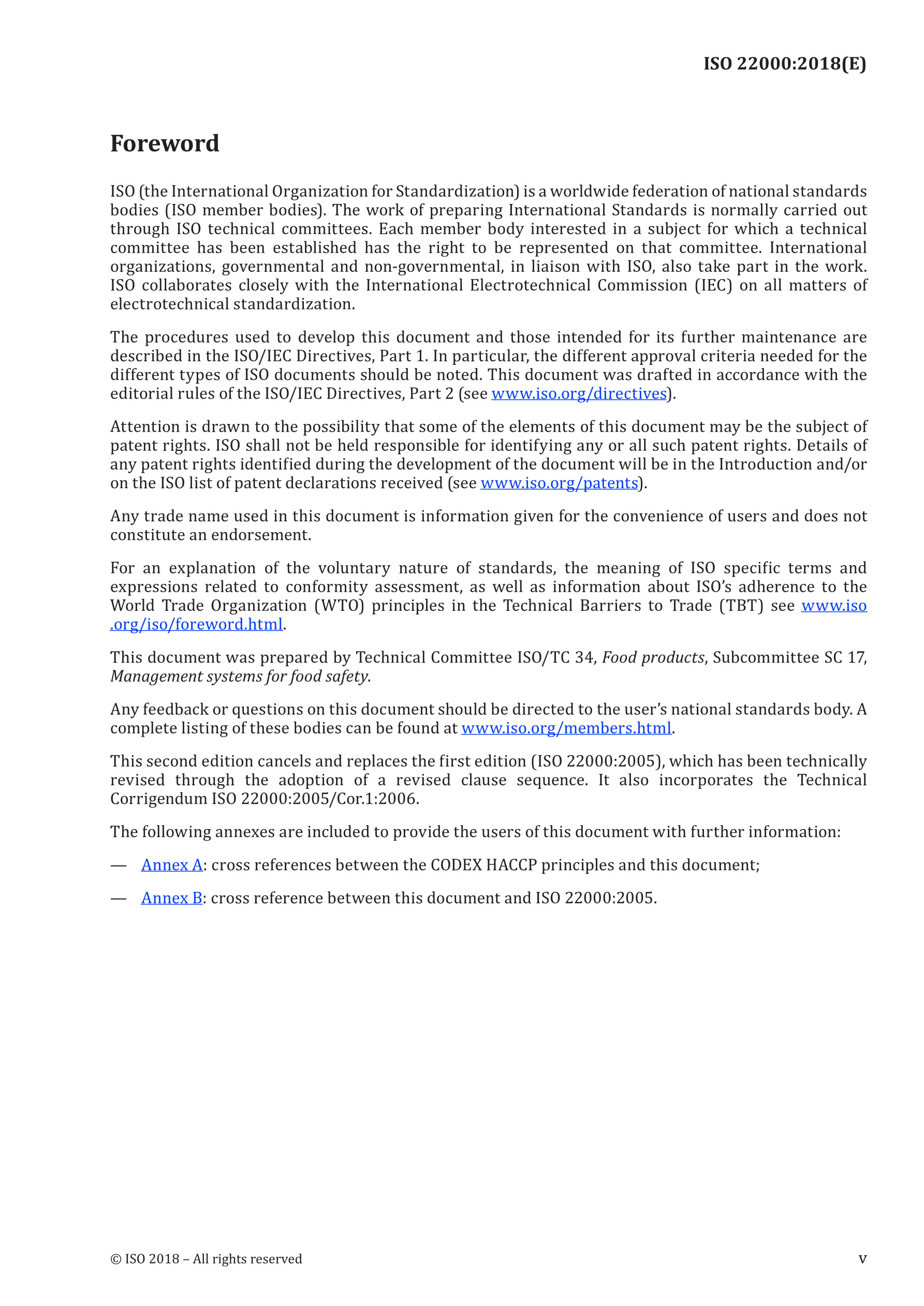 Cover preview — ISO 22000:2018 Food safety management systems — Requirements for any organization in the food chain — Page 5